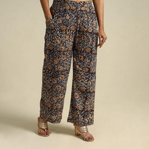  Multicolor Pedana Block Print Cotton Kalamkari Palazzo