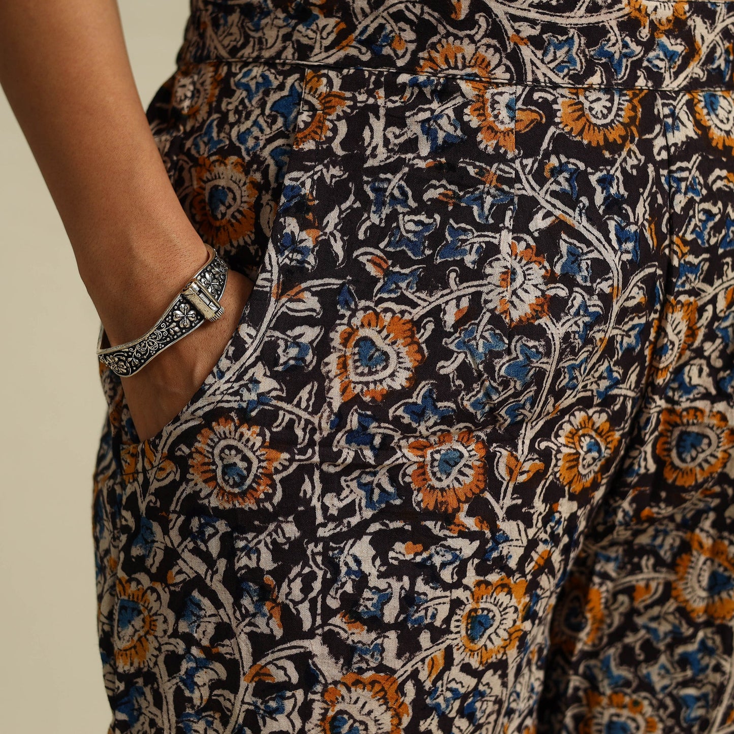  Multicolor Pedana Block Print Cotton Kalamkari Palazzo