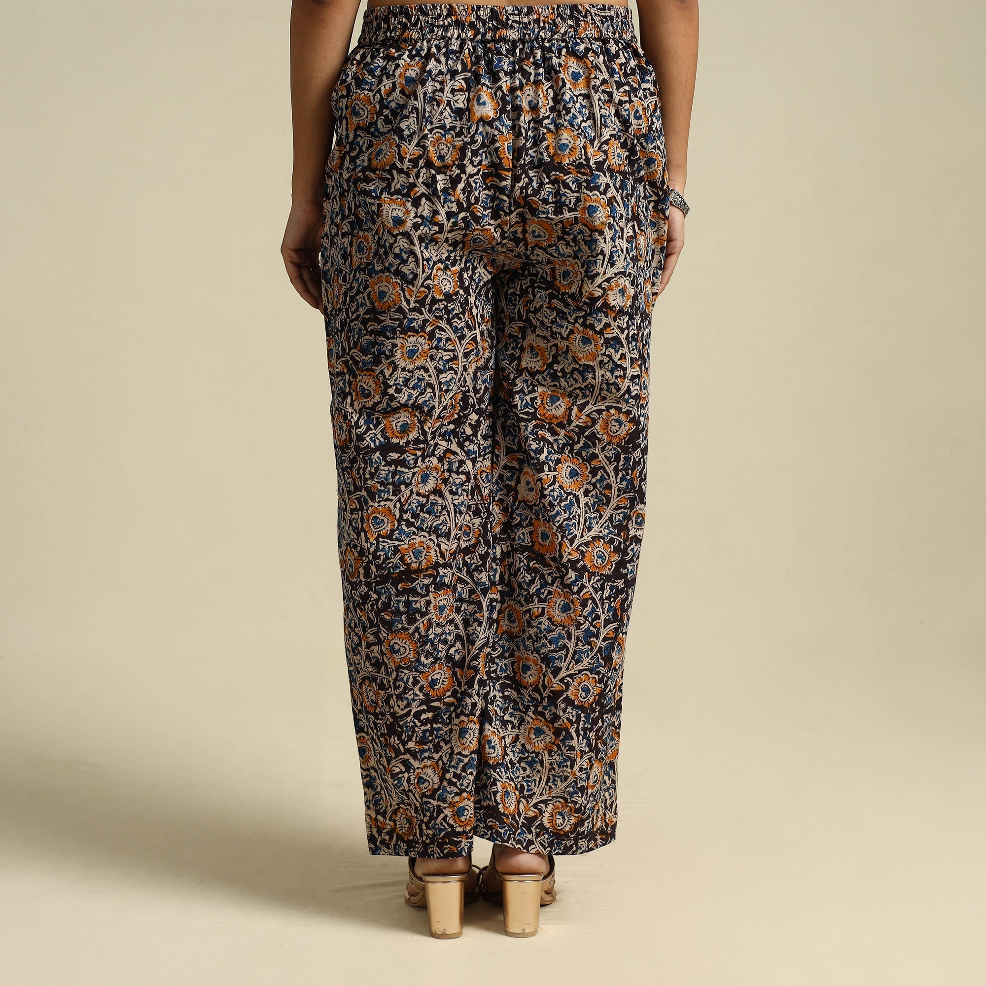  Multicolor Pedana Block Print Cotton Kalamkari Palazzo