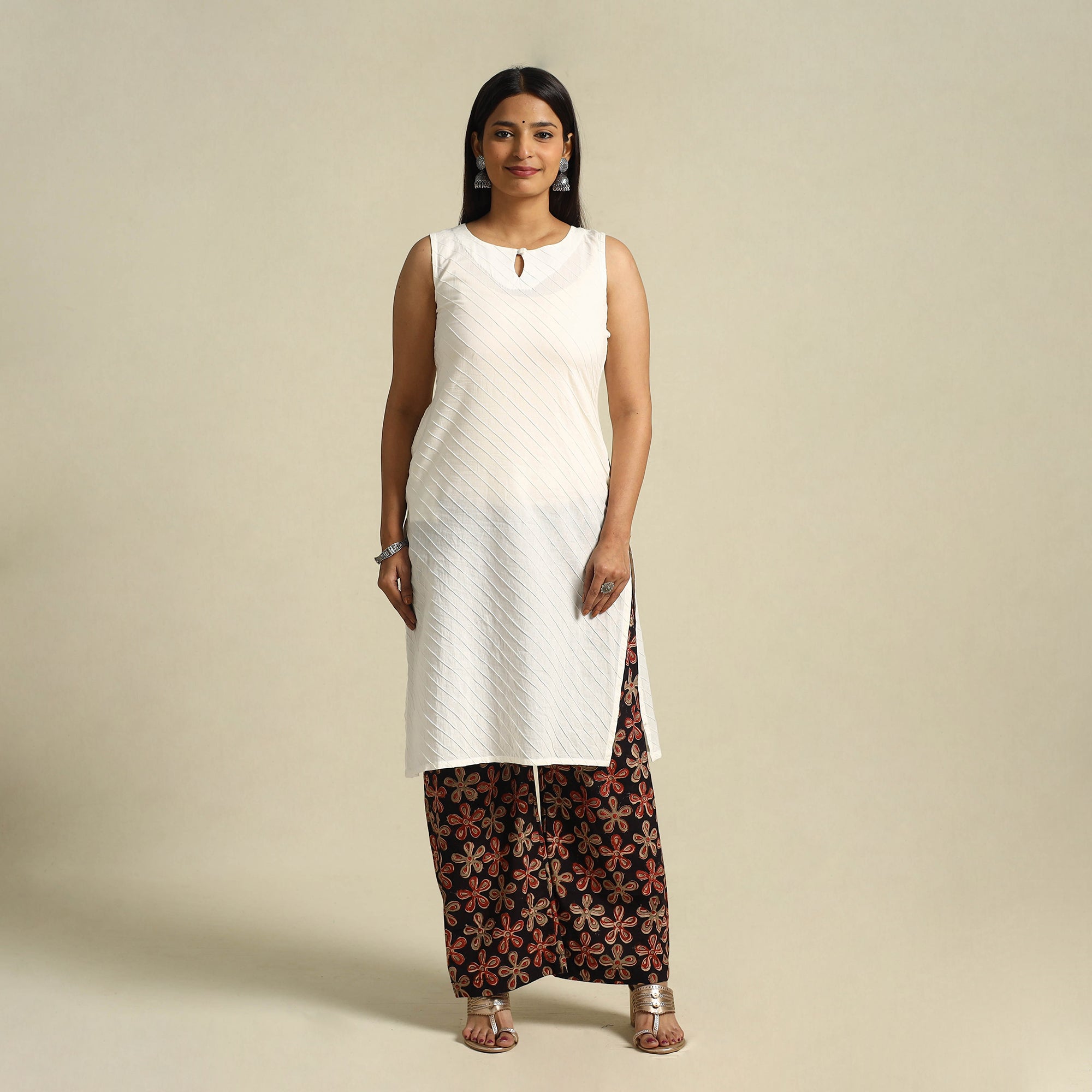  Multicolor Pedana Block Print Cotton Kalamkari Palazzo