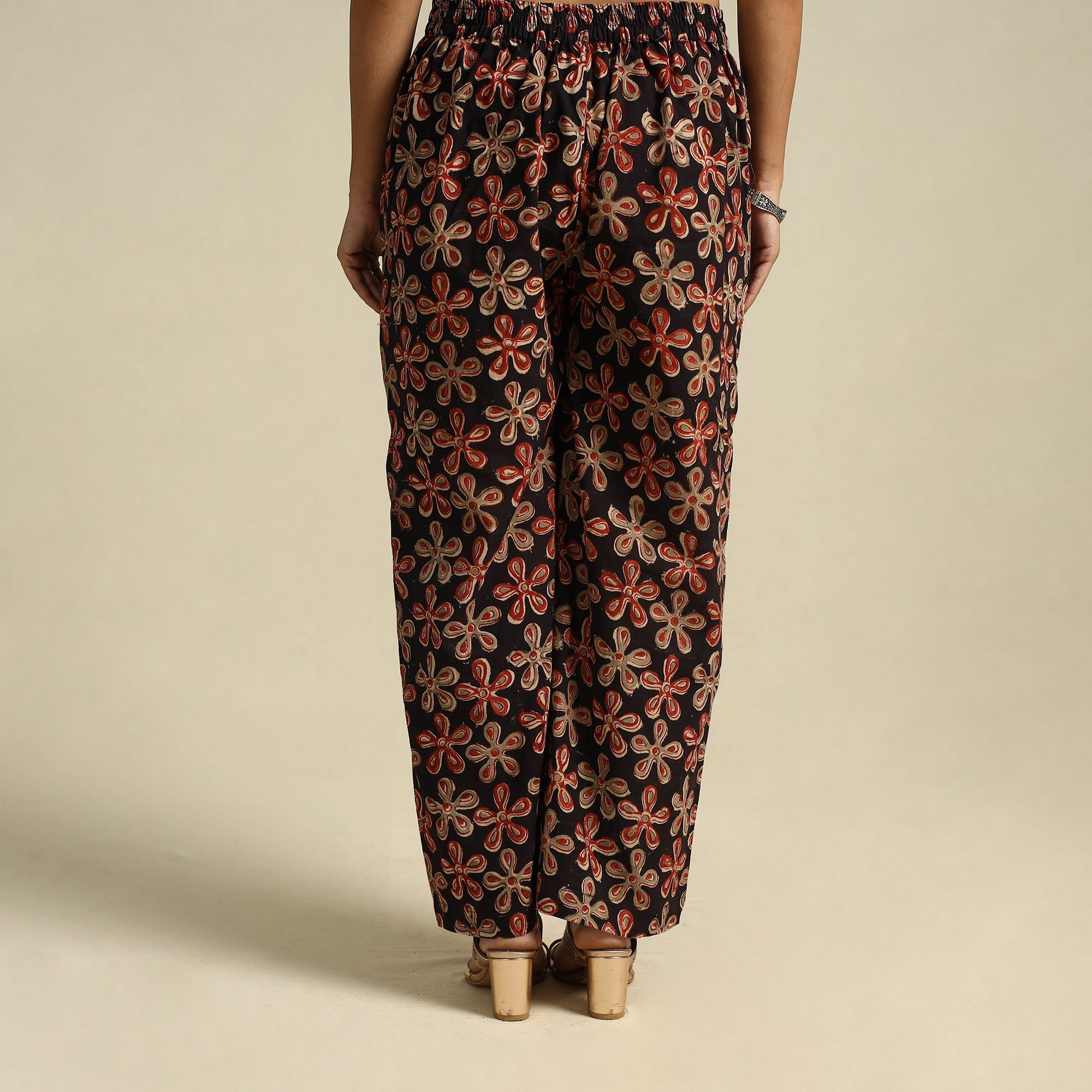  Multicolor Pedana Block Print Cotton Kalamkari Palazzo