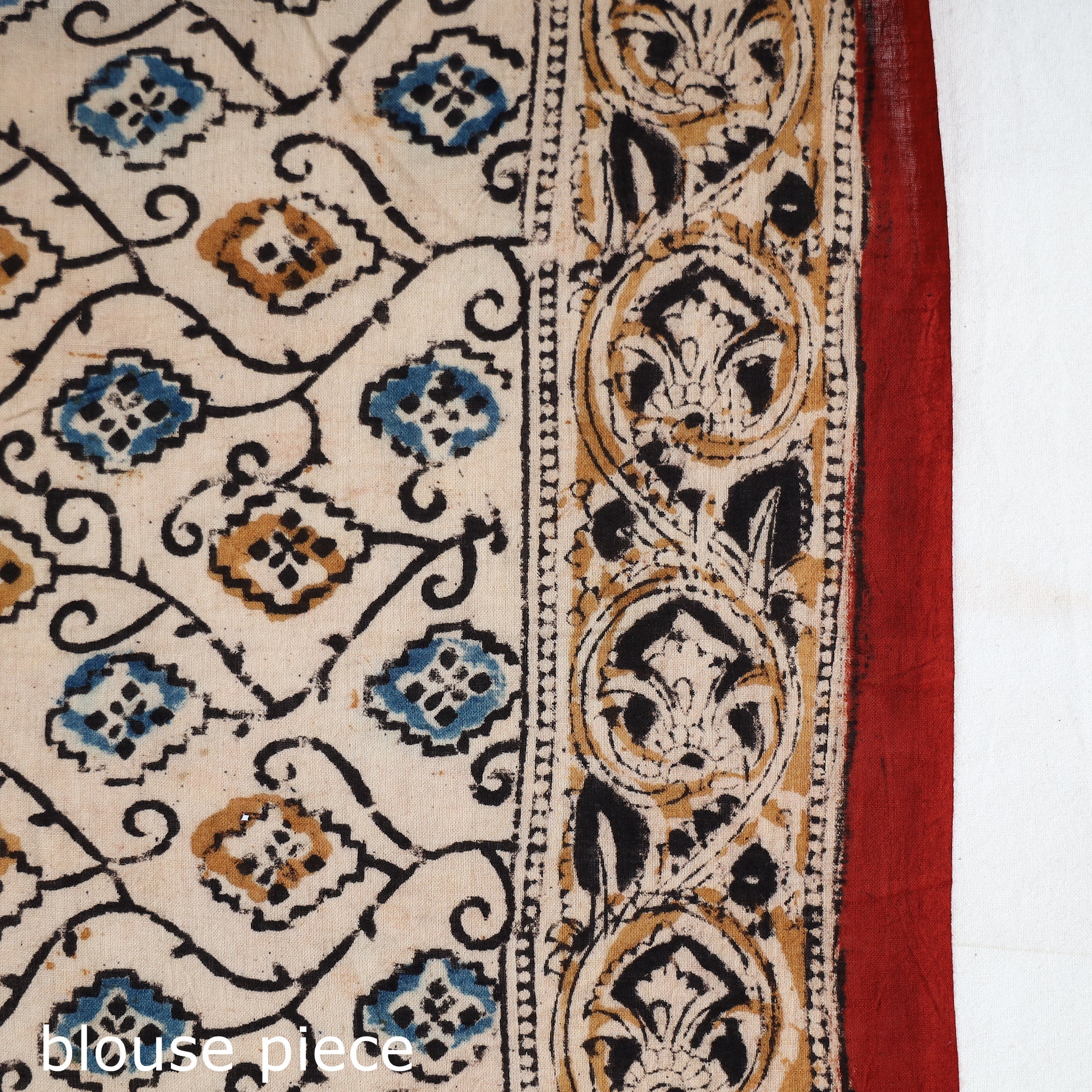 Multicolor Pedana Block Print Cotton Kalamkari Saree