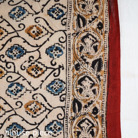 Multicolor Pedana Block Print Cotton Kalamkari Saree
