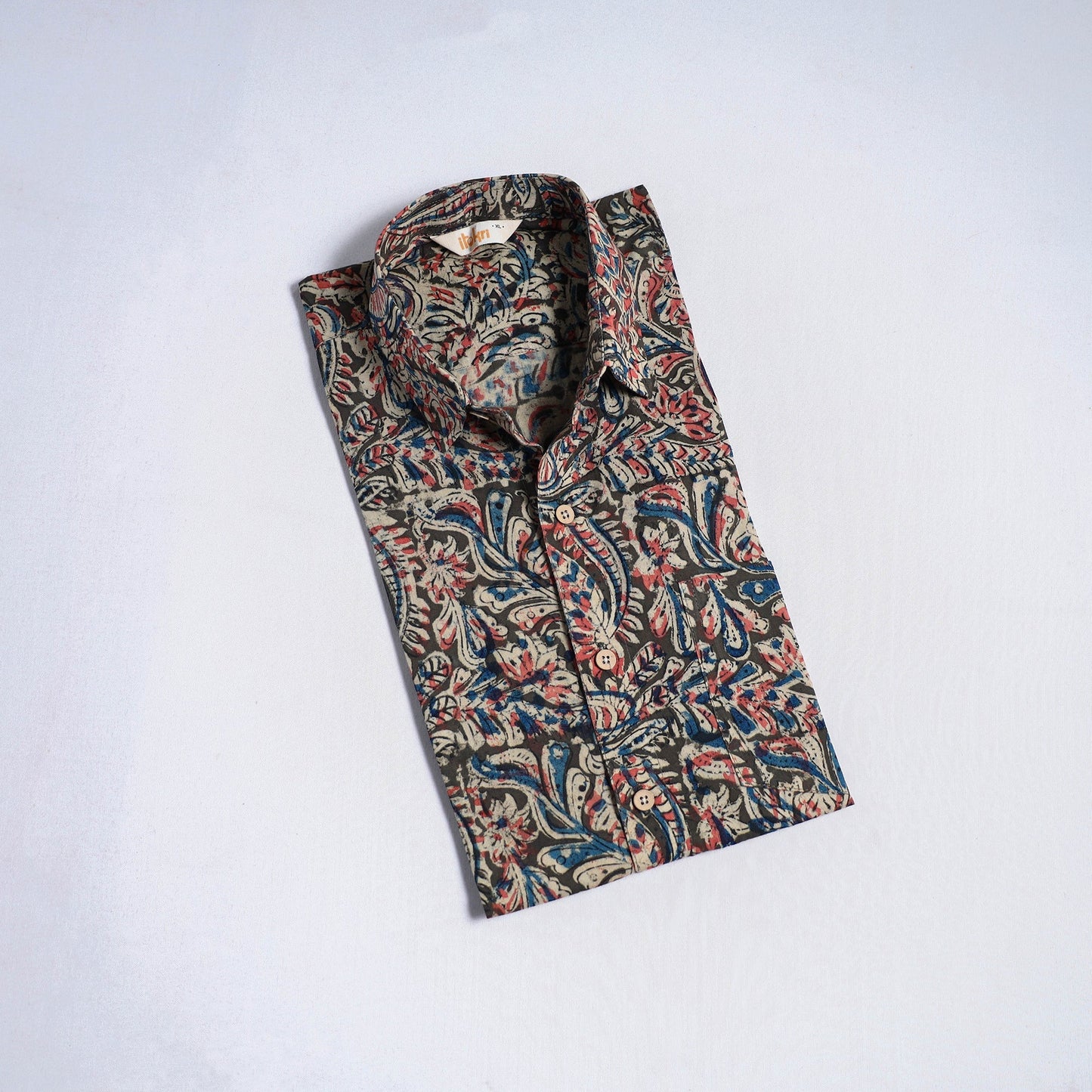 Pedana hand block print natural dyed cotton half sleeve men