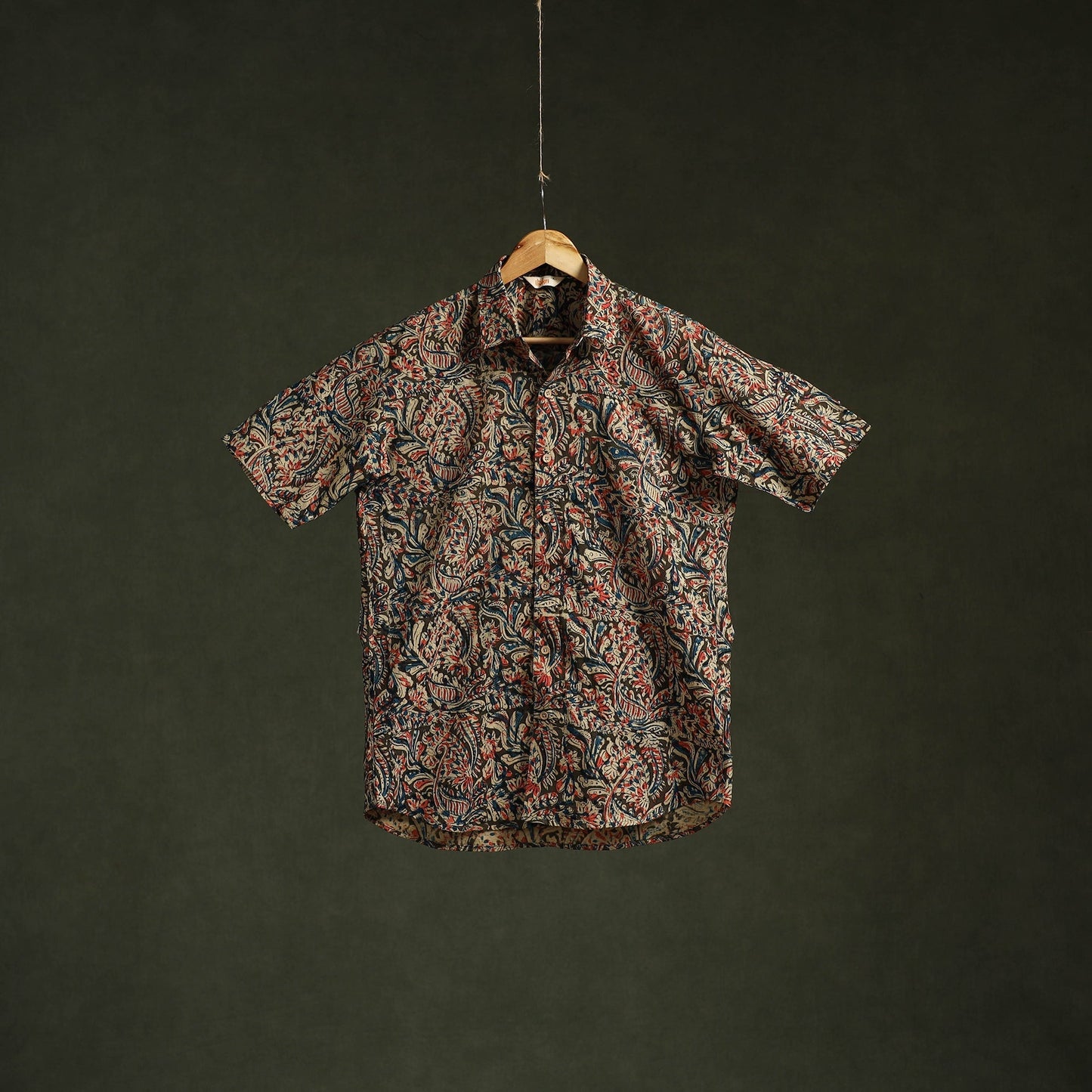 Pedana hand block print natural dyed cotton half sleeve men