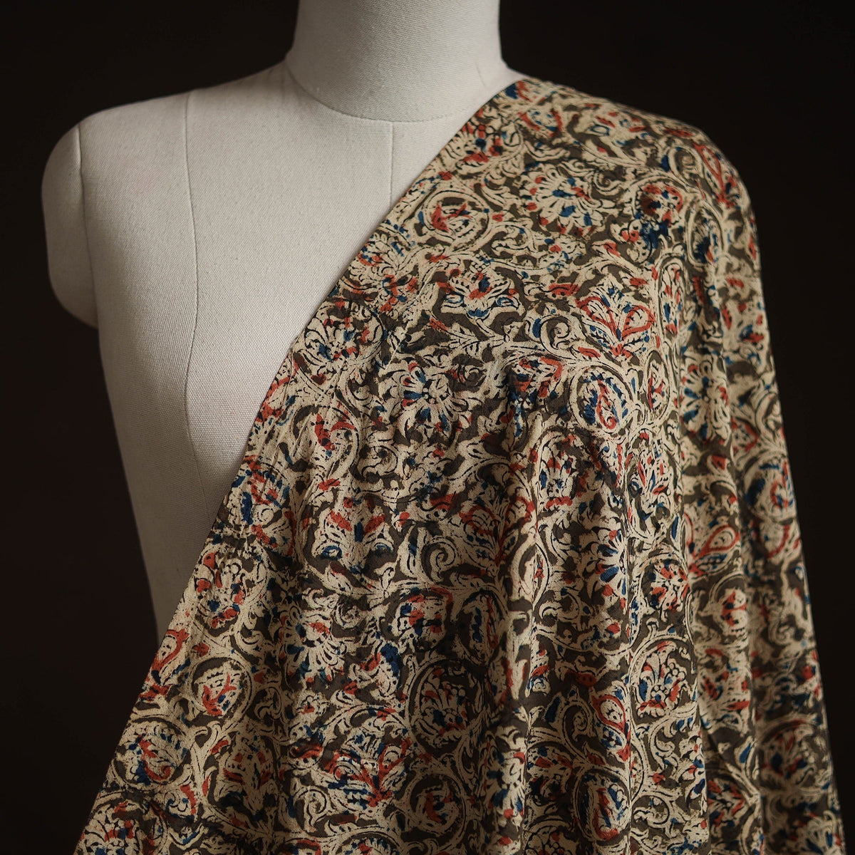 Pedana hand block print natural dyed cotton kalamkari