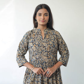 Buy Pedana Kalamkari Block Printed Cotton Flared Dress 04 Online at iTokri.com
