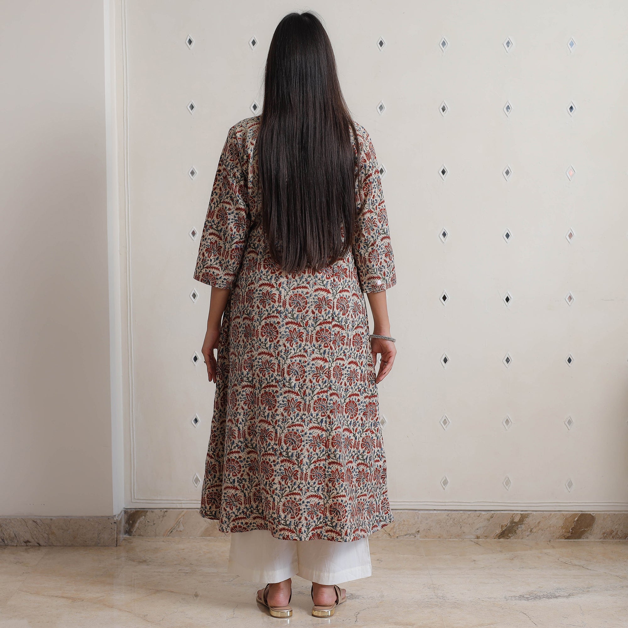 Multicolor - Pedana Kalamkari Block Printed Cotton A-Line Kurta 01