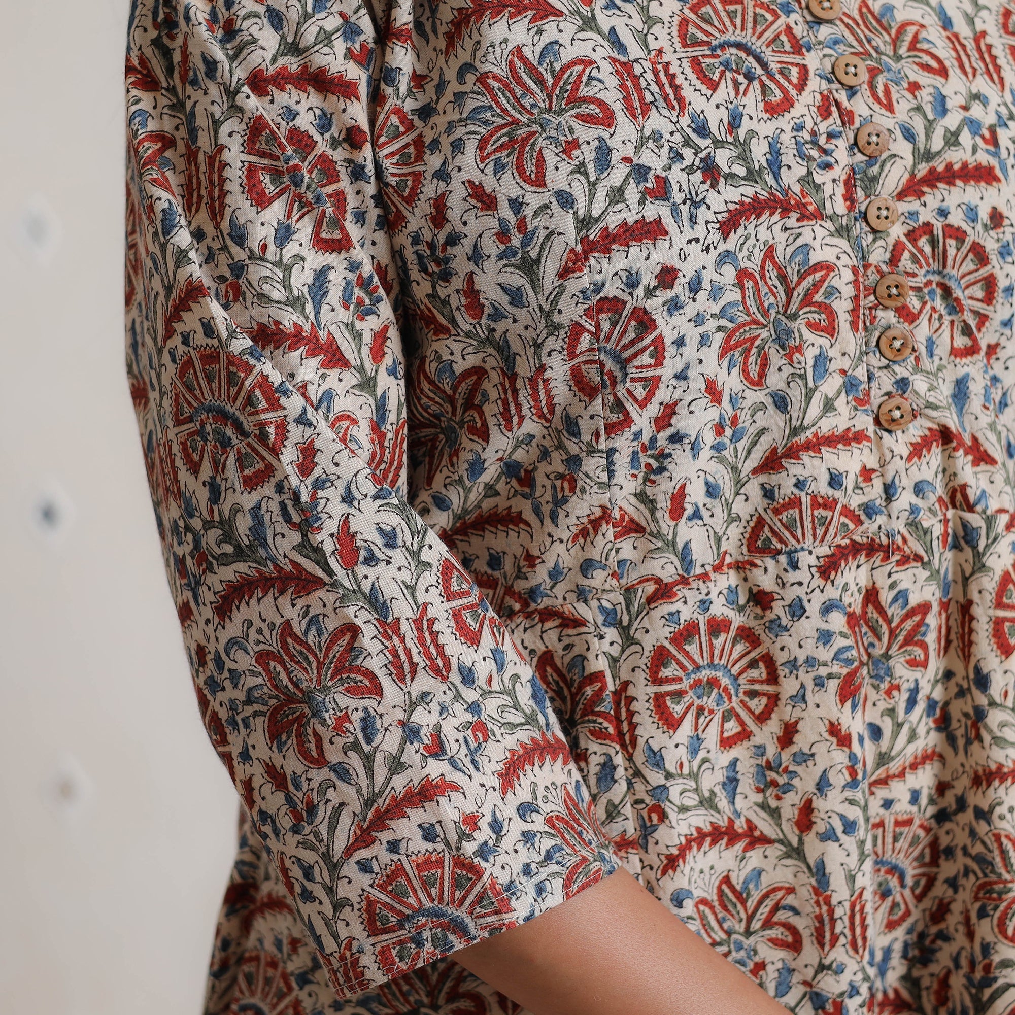 Multicolor - Pedana Kalamkari Block Printed Cotton A-Line Kurta 01