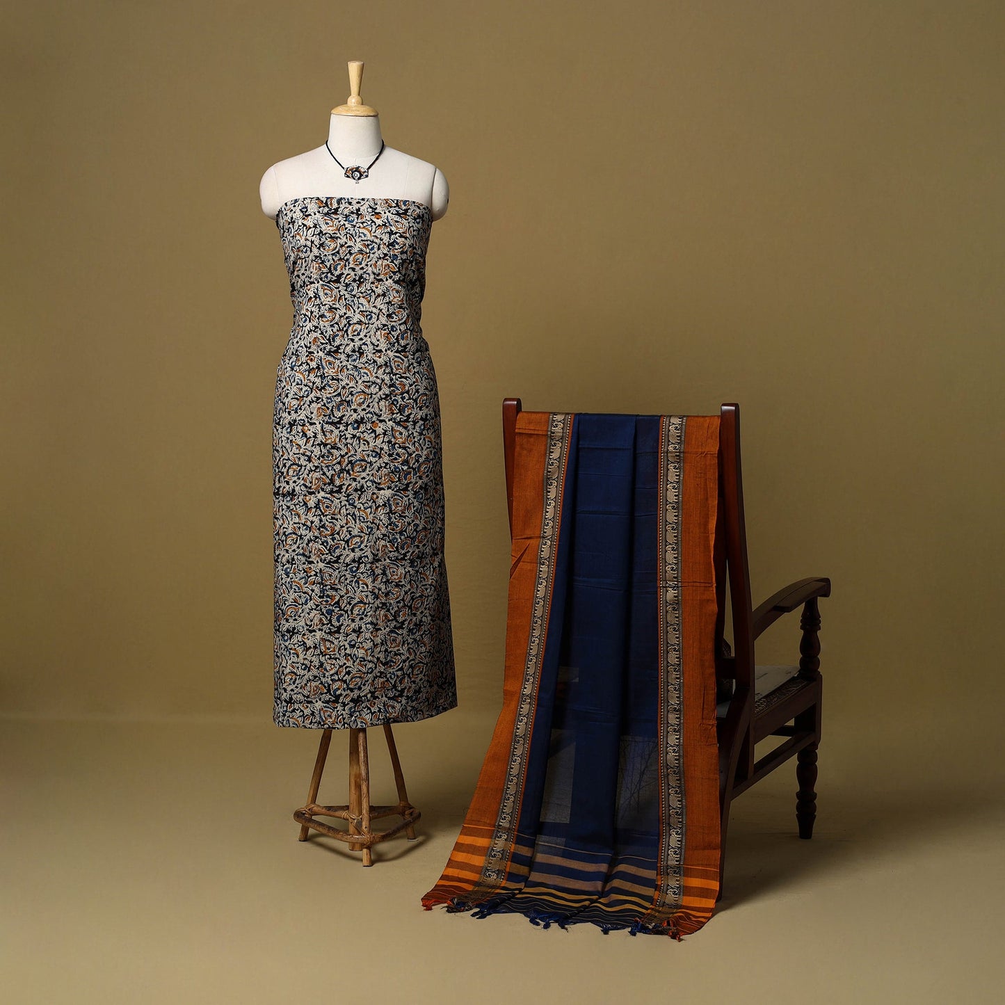 Pedana kalamkari cotton 2pc unstitched dress material