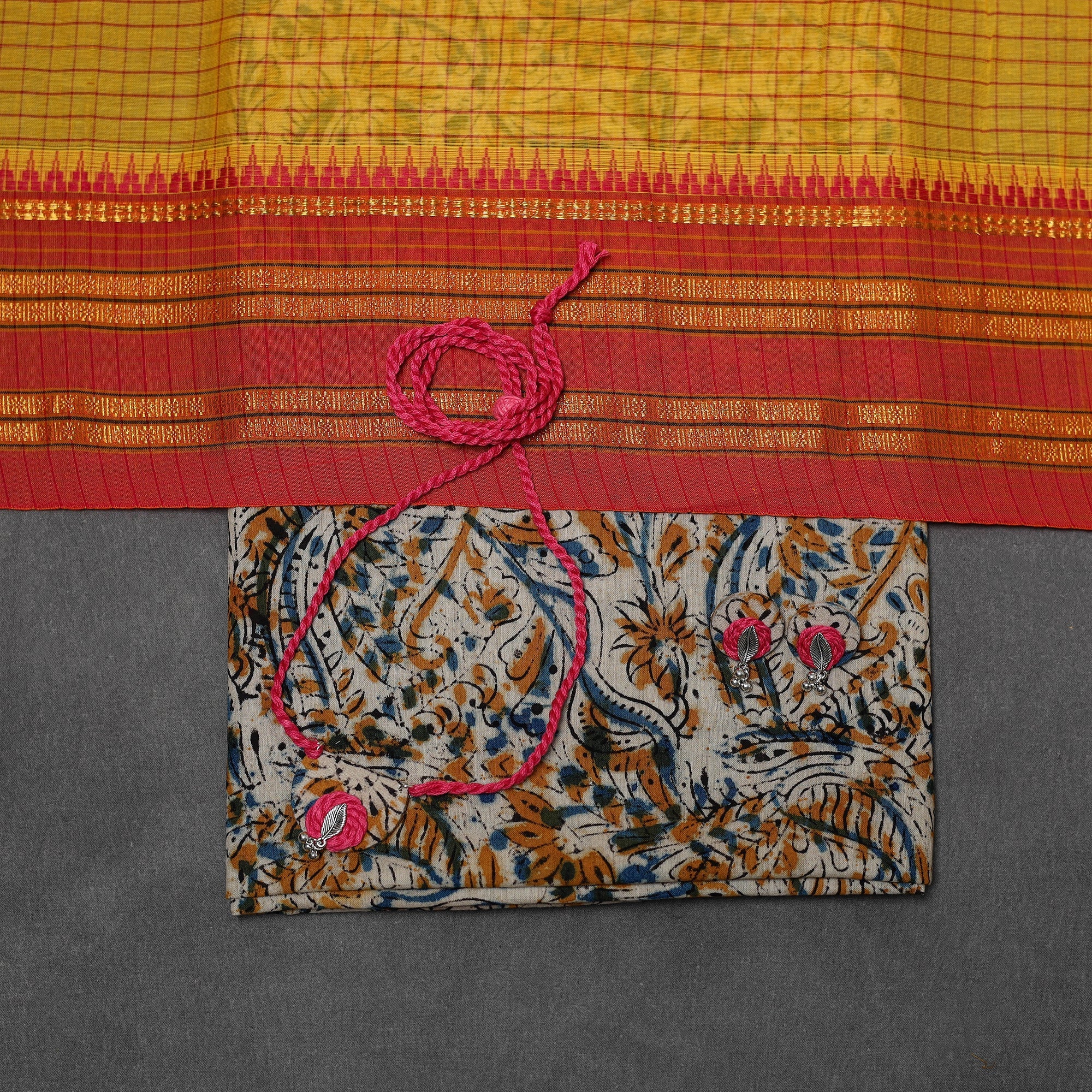 Pedana kalamkari cotton 2pc unstitched dress material