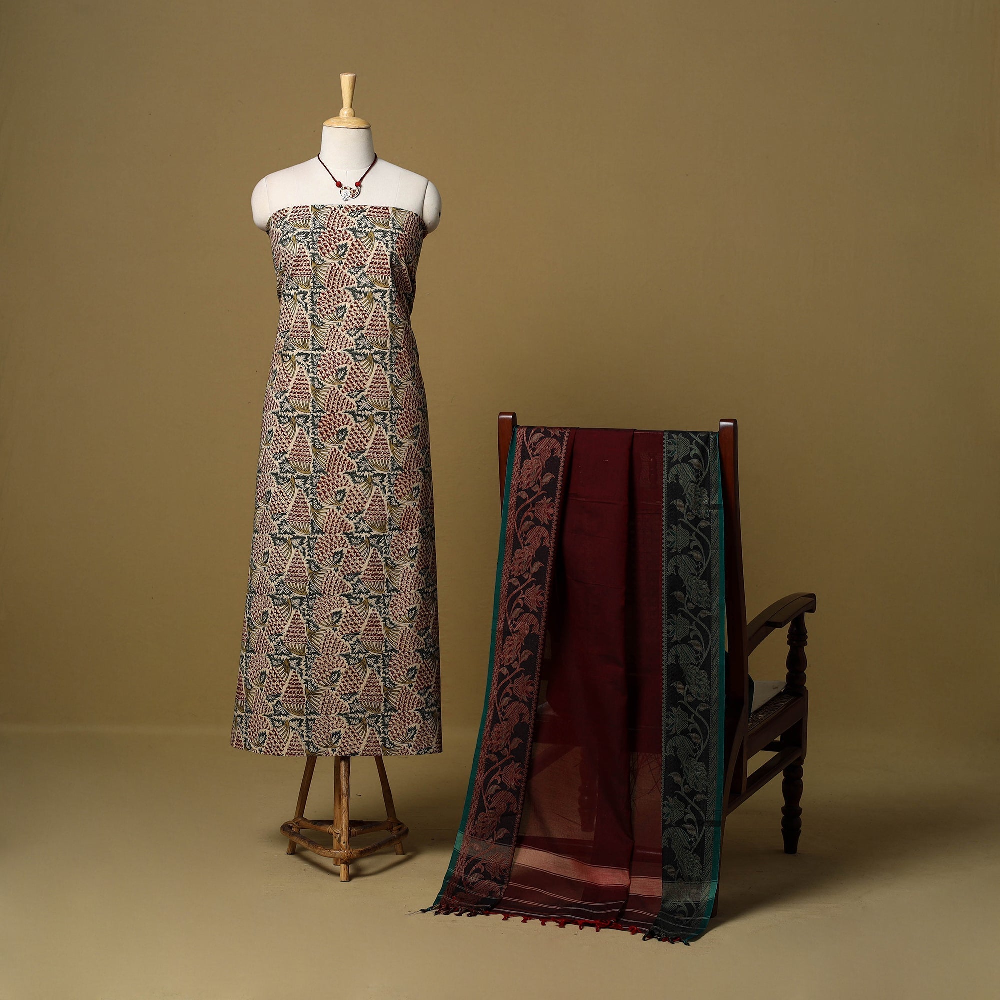 Pedana kalamkari cotton 2pc unstitched dress material