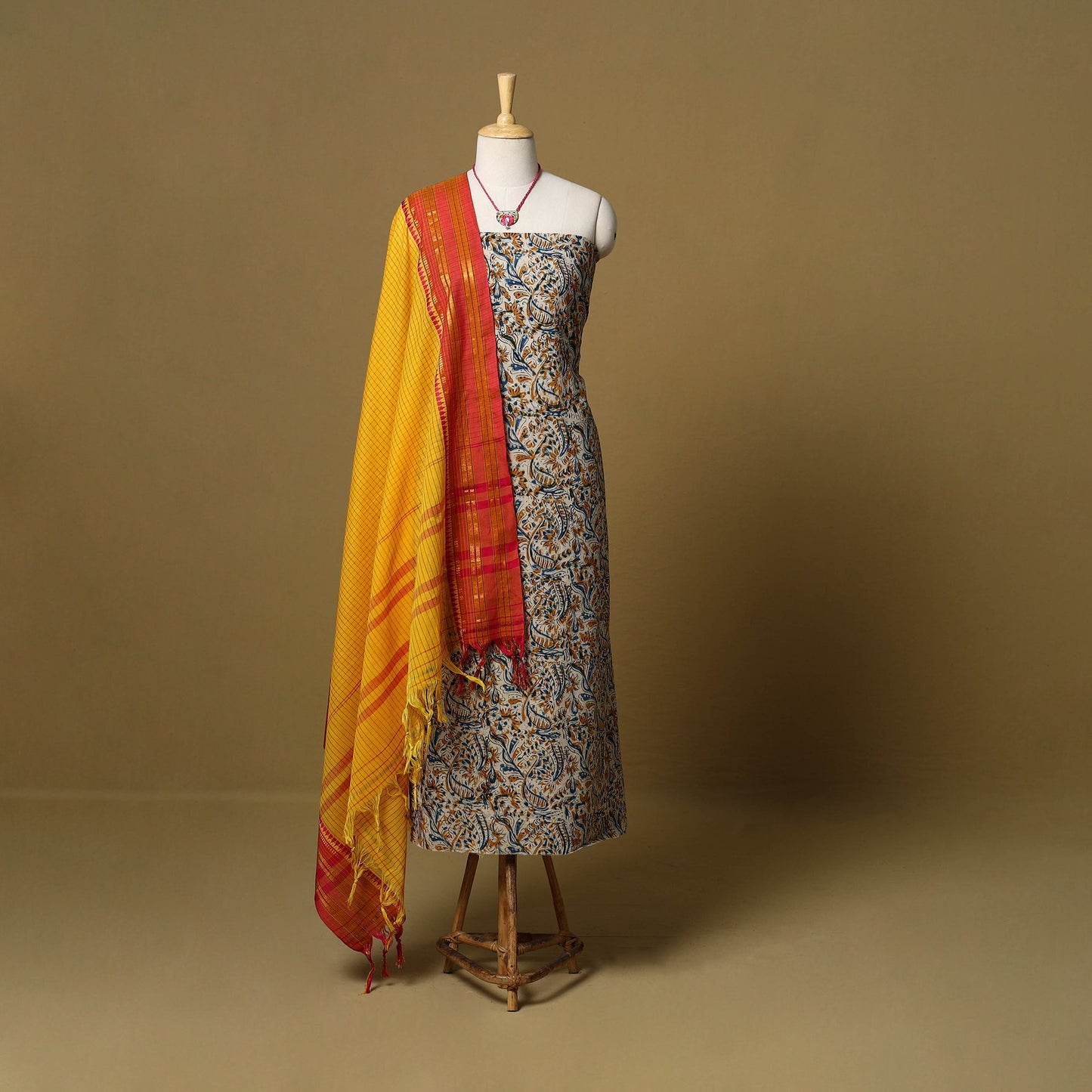 Pedana kalamkari cotton 2pc unstitched dress material