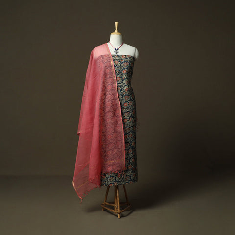 Pedana kalamkari hand block print natural dyed cotton 2pc