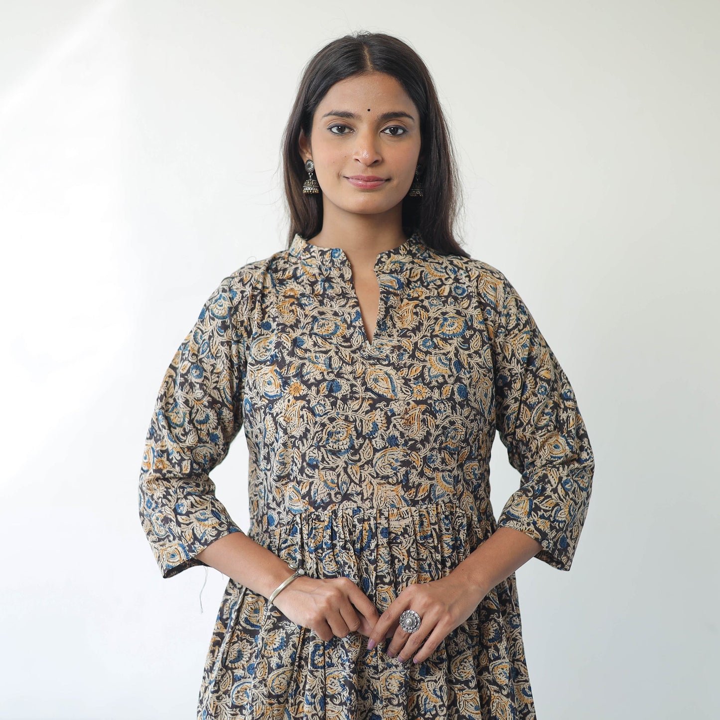 Buy Pedana Kalamkari Block Printed Cotton Flared Dress 04 Online at iTokri.com