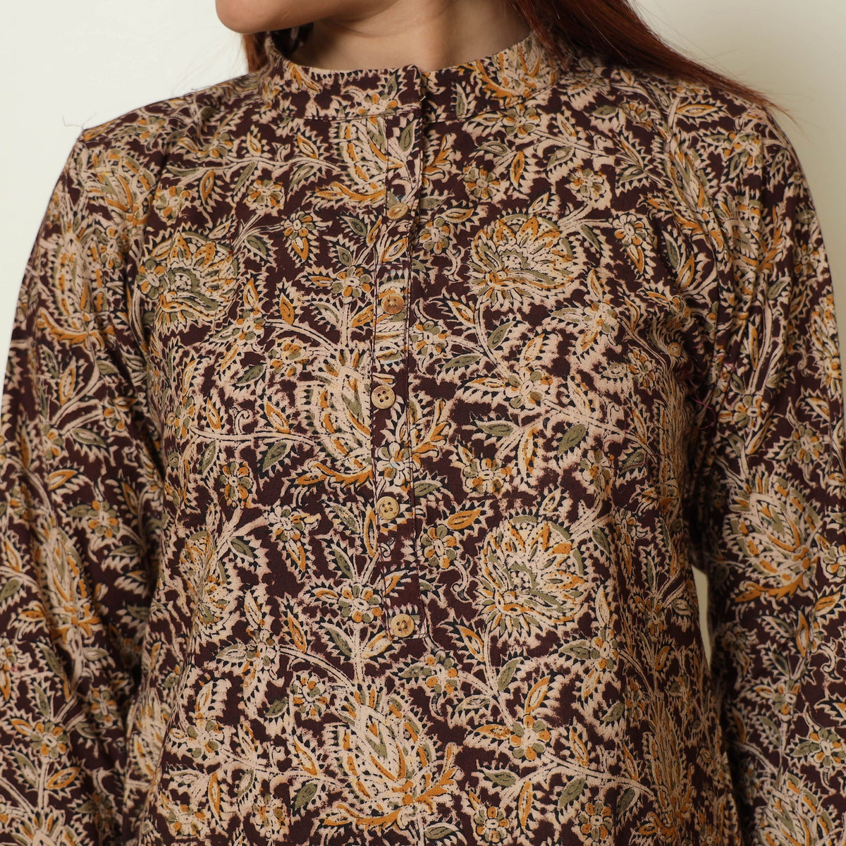 Multicolor - pedana kalamkari printed cotton kurta