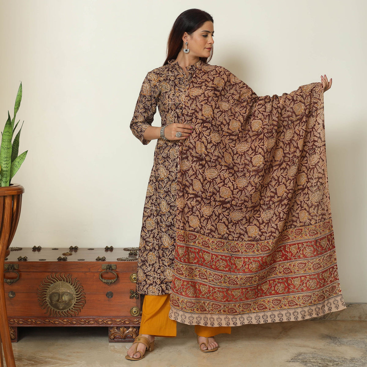 Multicolor - pedana kalamkari printed cotton kurta