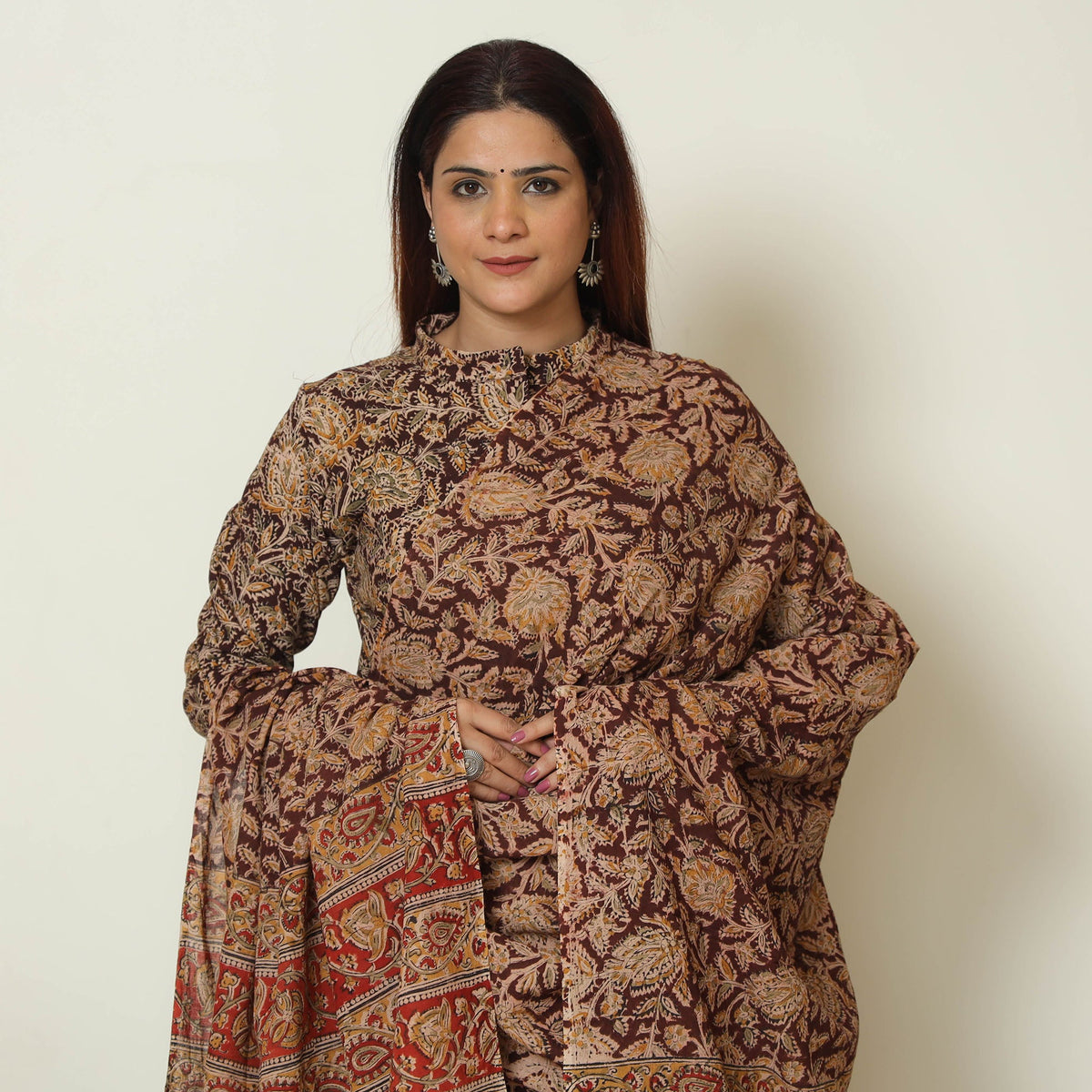 Multicolor - pedana kalamkari printed cotton kurta
