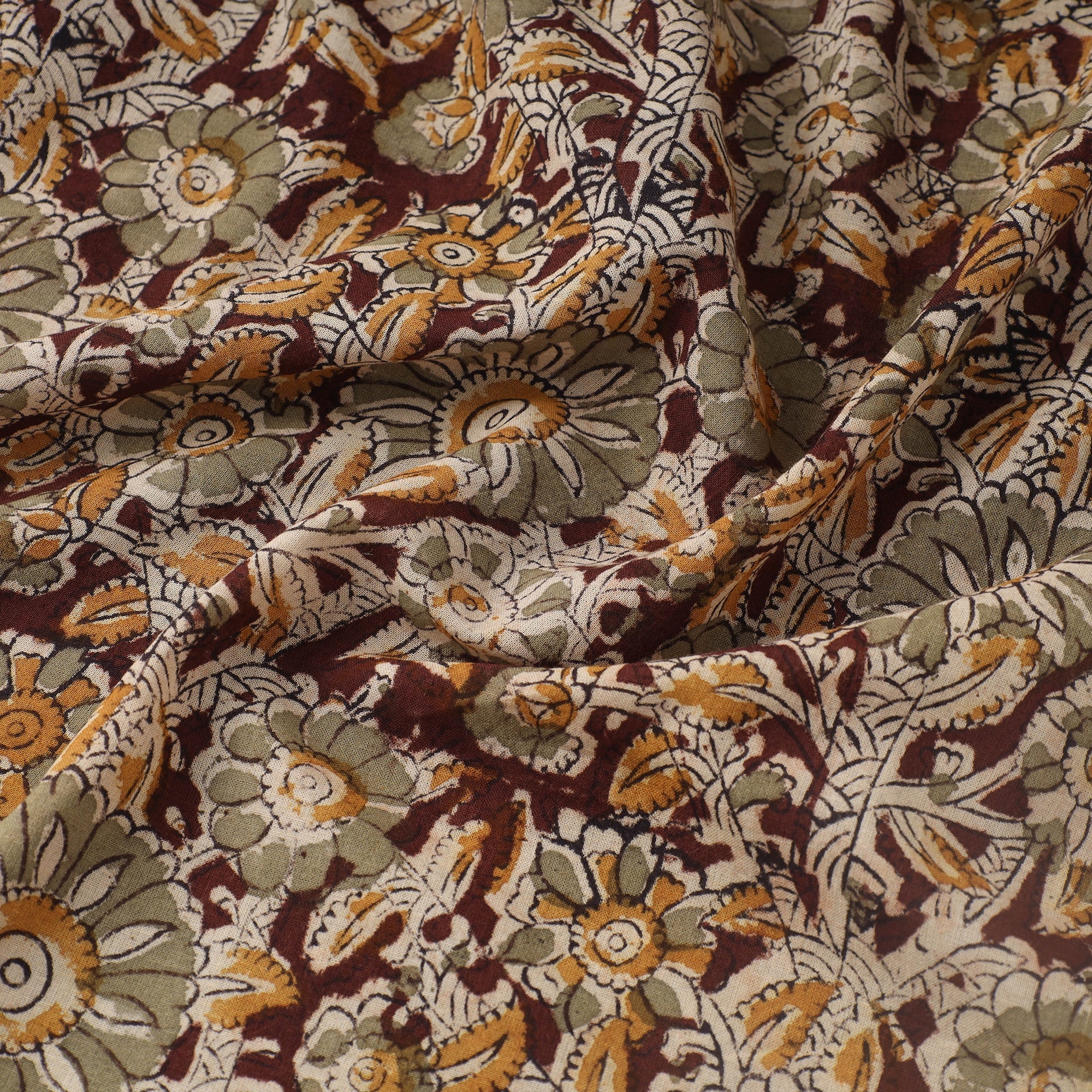  Pedana Kalamkari Block Printed Mul Cotton Fabric 