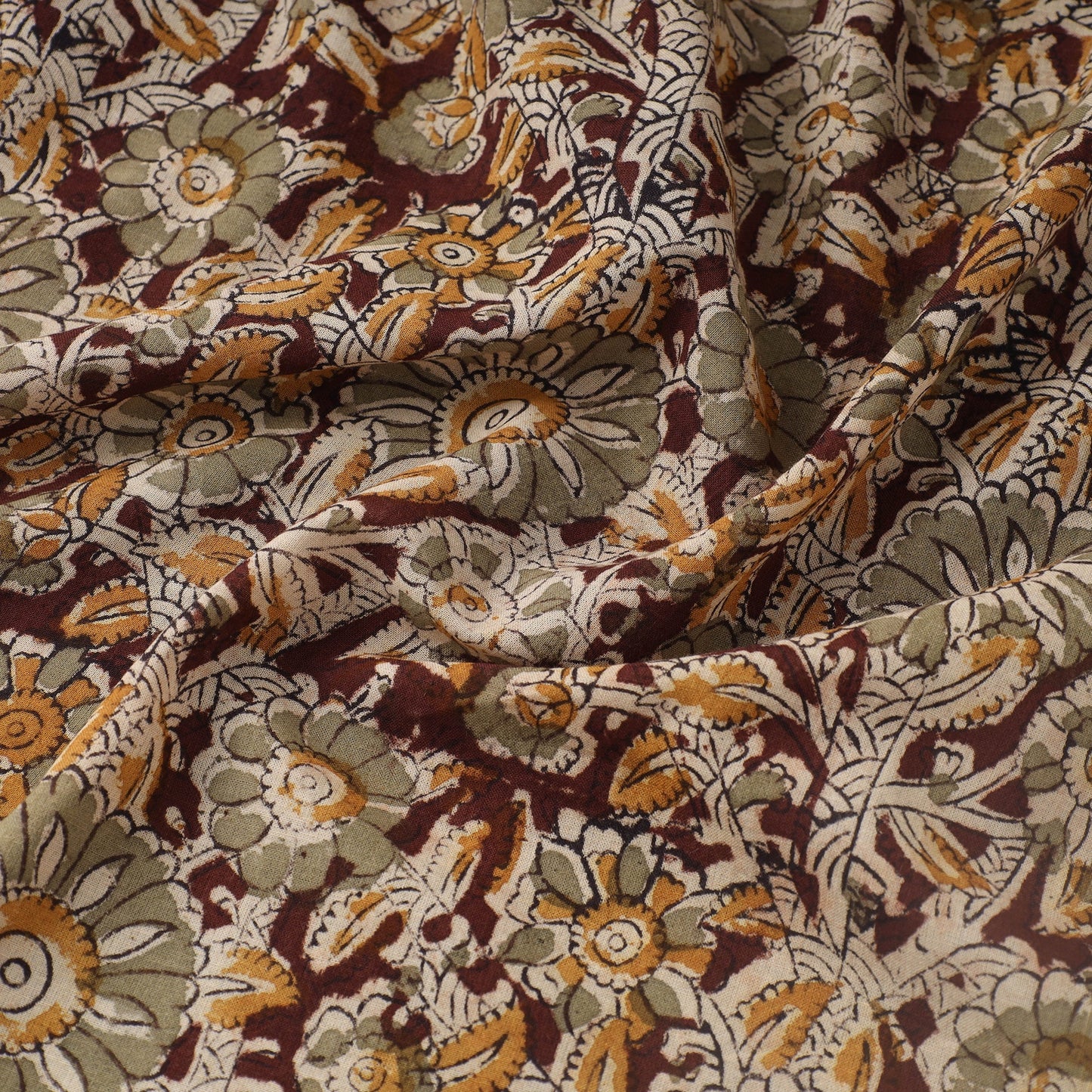 Pedana Kalamkari Block Printed Mul Cotton Fabric 