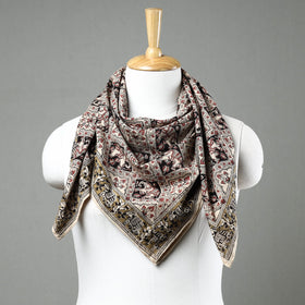Multicolor Pedana Kalamkari Block Printed Natural Dyed Cotton Scarf 