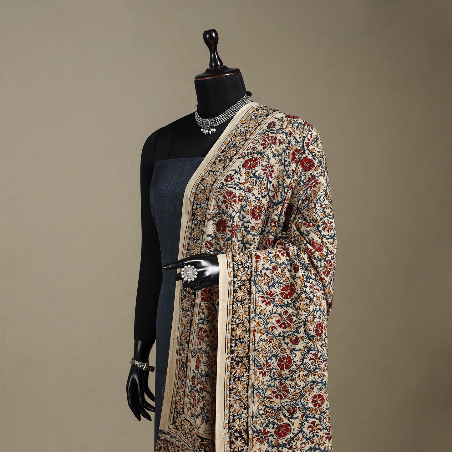 Multicolor - pedana natural dyed cotton kalamkari dupatta