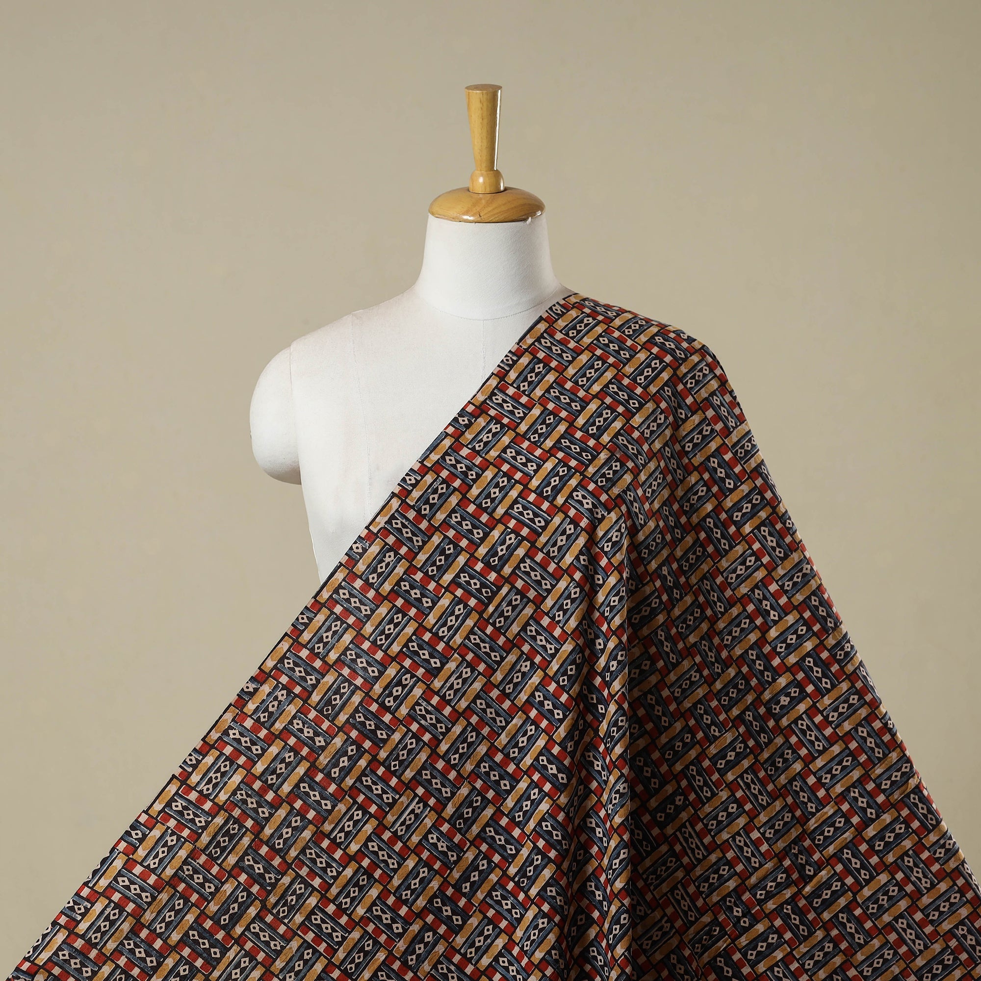 Pedana natural dyed cotton kalamkari fabric 06 - handcrafted