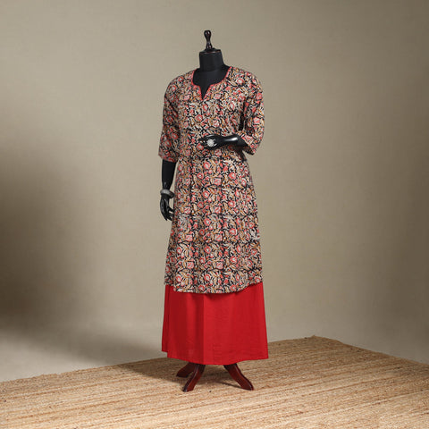 Red - pedana natural dyed cotton a-line hand embroidery