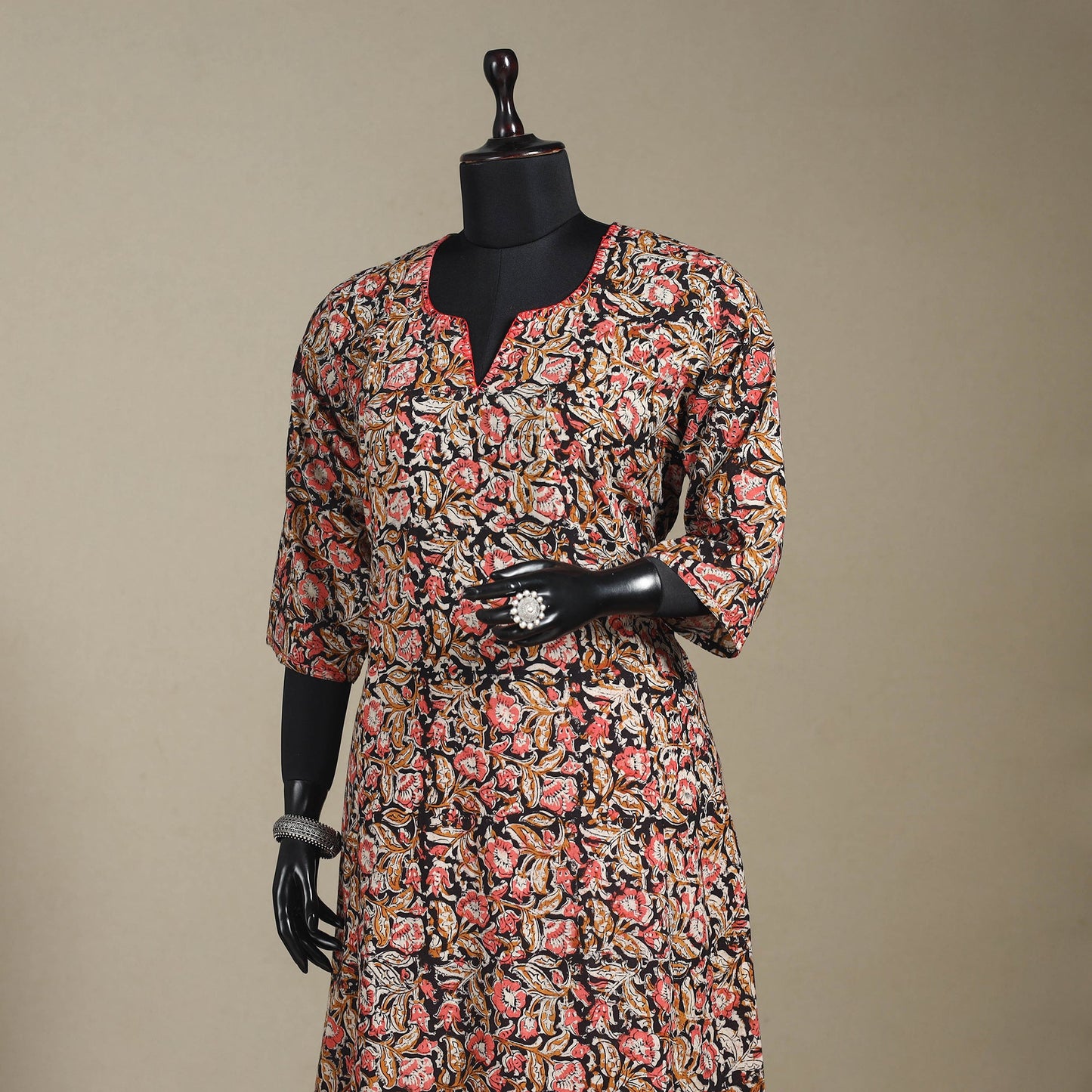 Red - pedana natural dyed cotton a-line hand embroidery