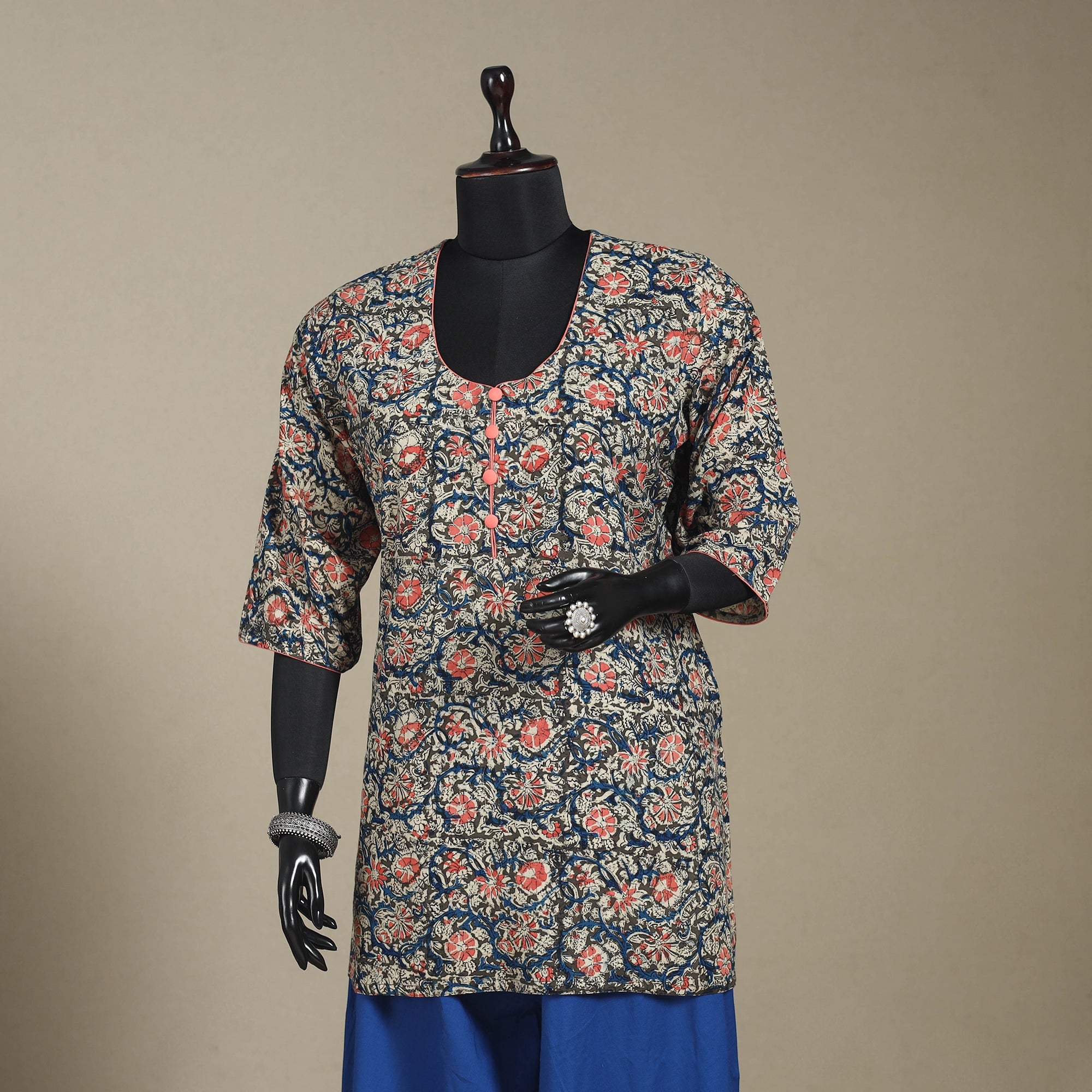 Multicolor - pedana natural dyed cotton short kalamkari