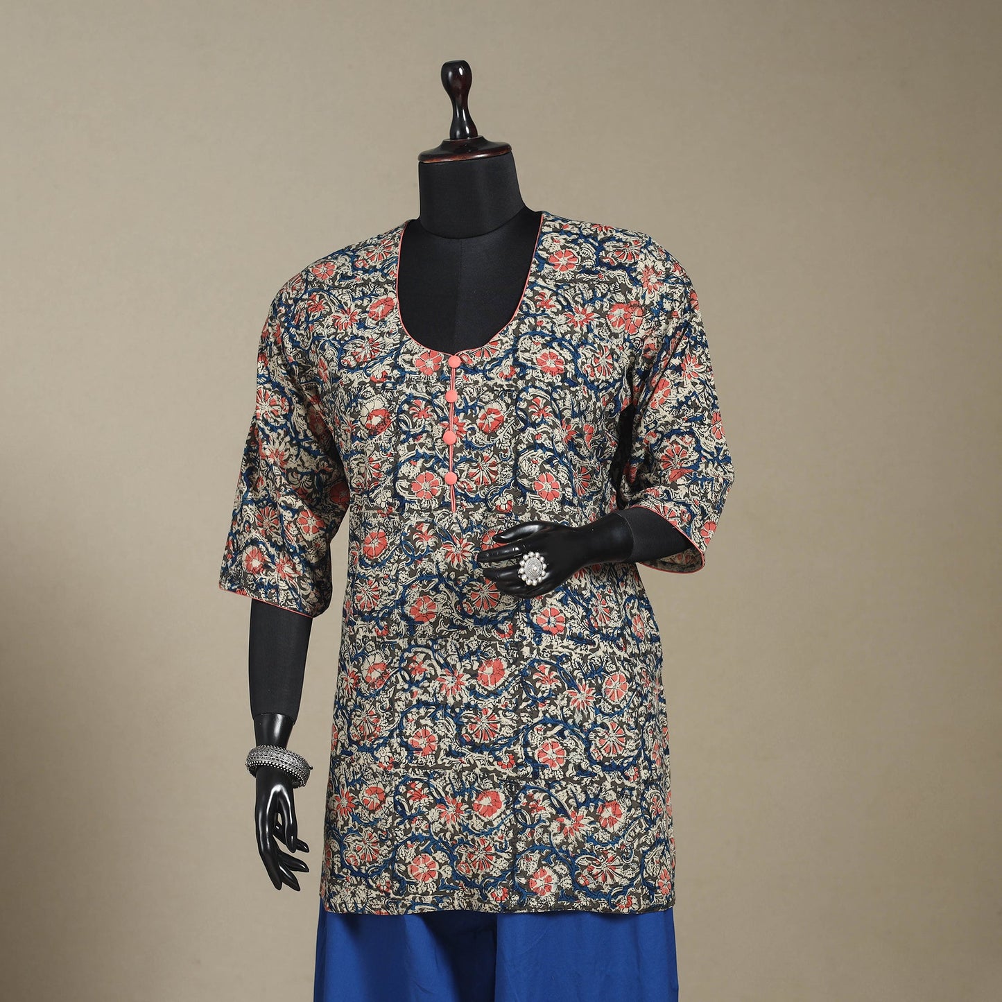 Multicolor - pedana natural dyed cotton short kalamkari