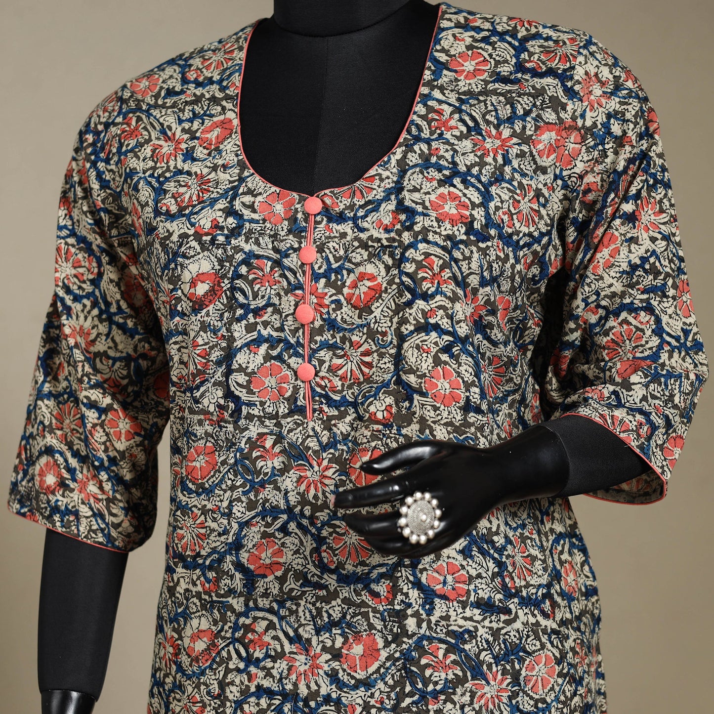 Multicolor - pedana natural dyed cotton short kalamkari