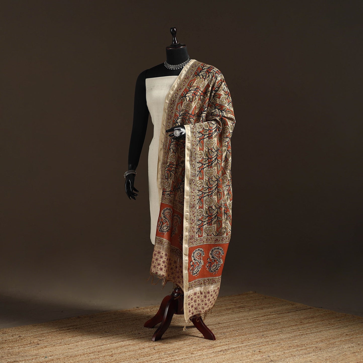 Orange - pedana natural dyed hand kalamkari dupatta