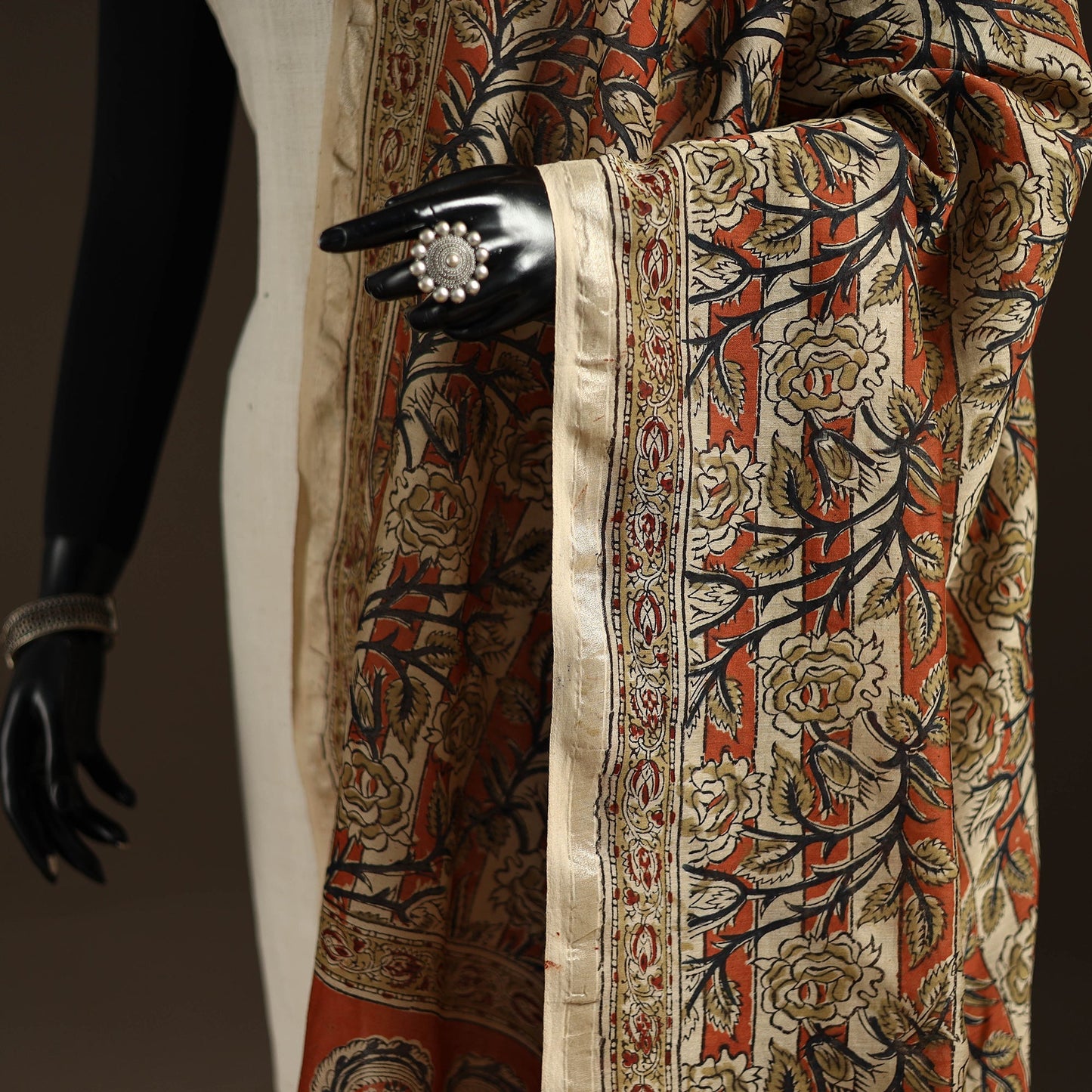 Orange - pedana natural dyed hand kalamkari dupatta