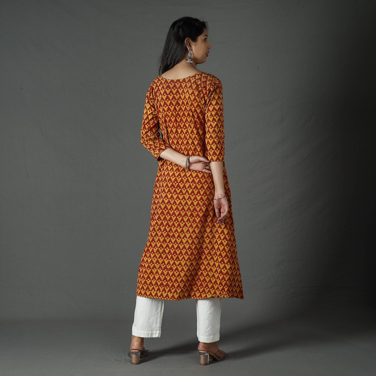 Buy Pipad Block Printed Cotton Long Kurta for Women