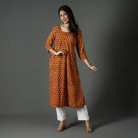 Buy Pipad Block Printed Cotton Long Kurta for Women