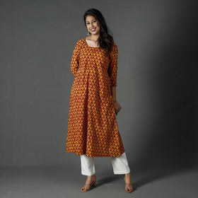 Buy Pipad Block Printed Cotton Long Kurta for Women