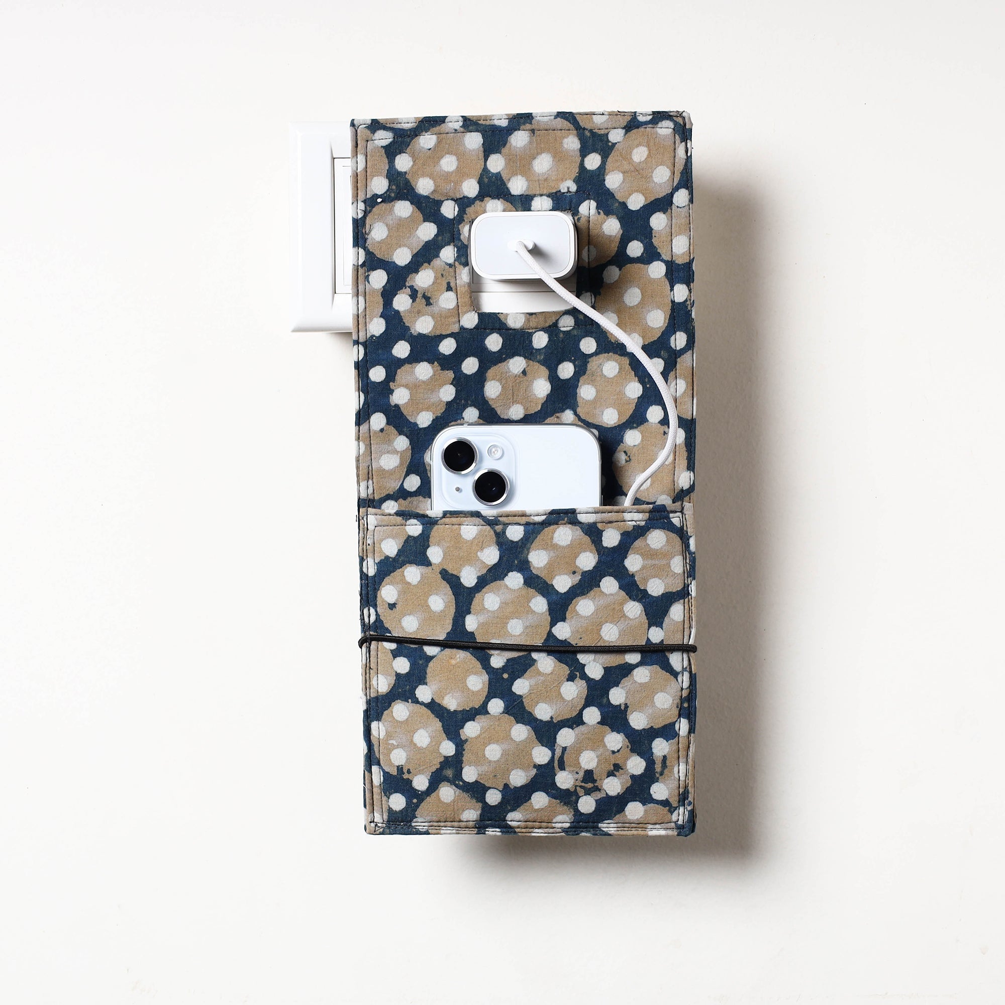 Multicolor Pipad Block Printed Cotton Mobile Charging Holder 