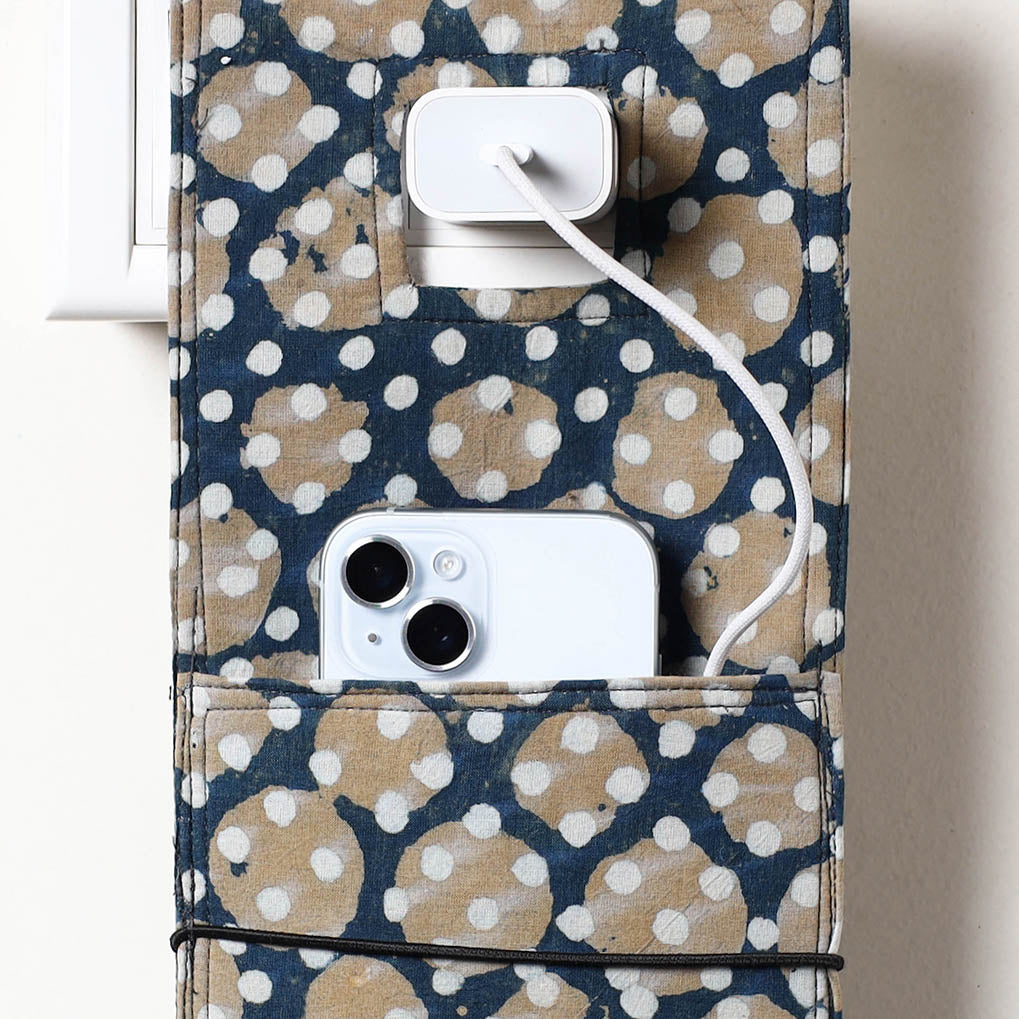 Multicolor Pipad Block Printed Cotton Mobile Charging Holder 