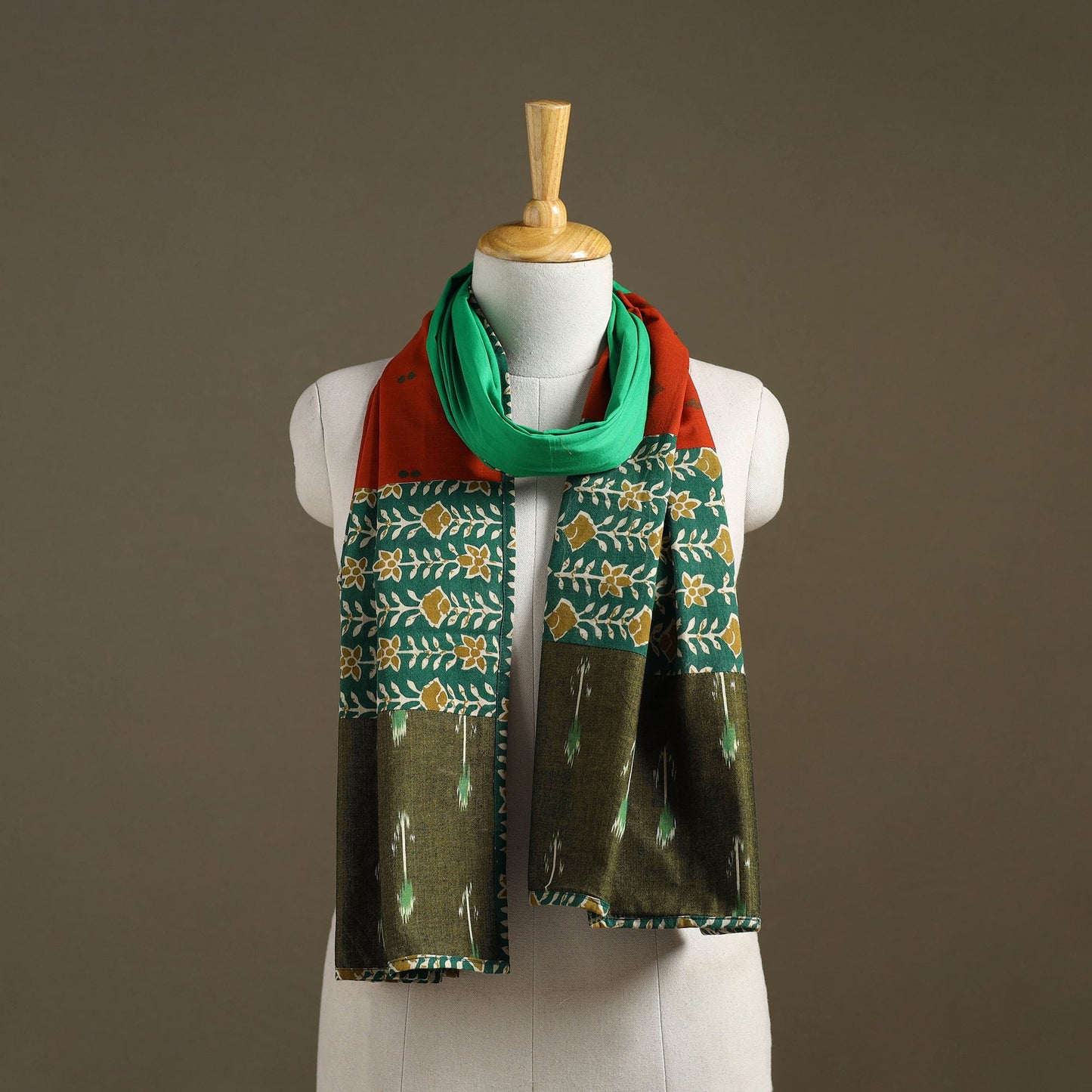 Multicolor - plain cotton patchwork stole 02 - handcrafted