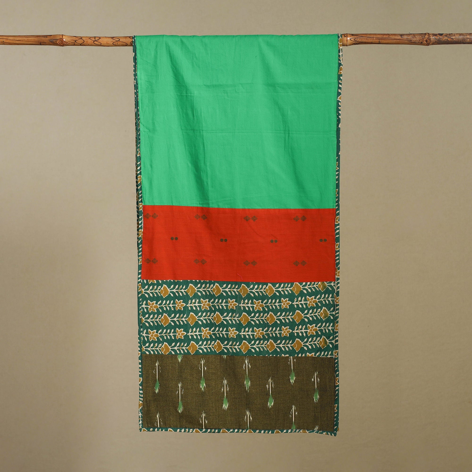 Multicolor - plain cotton patchwork stole 02 - handcrafted