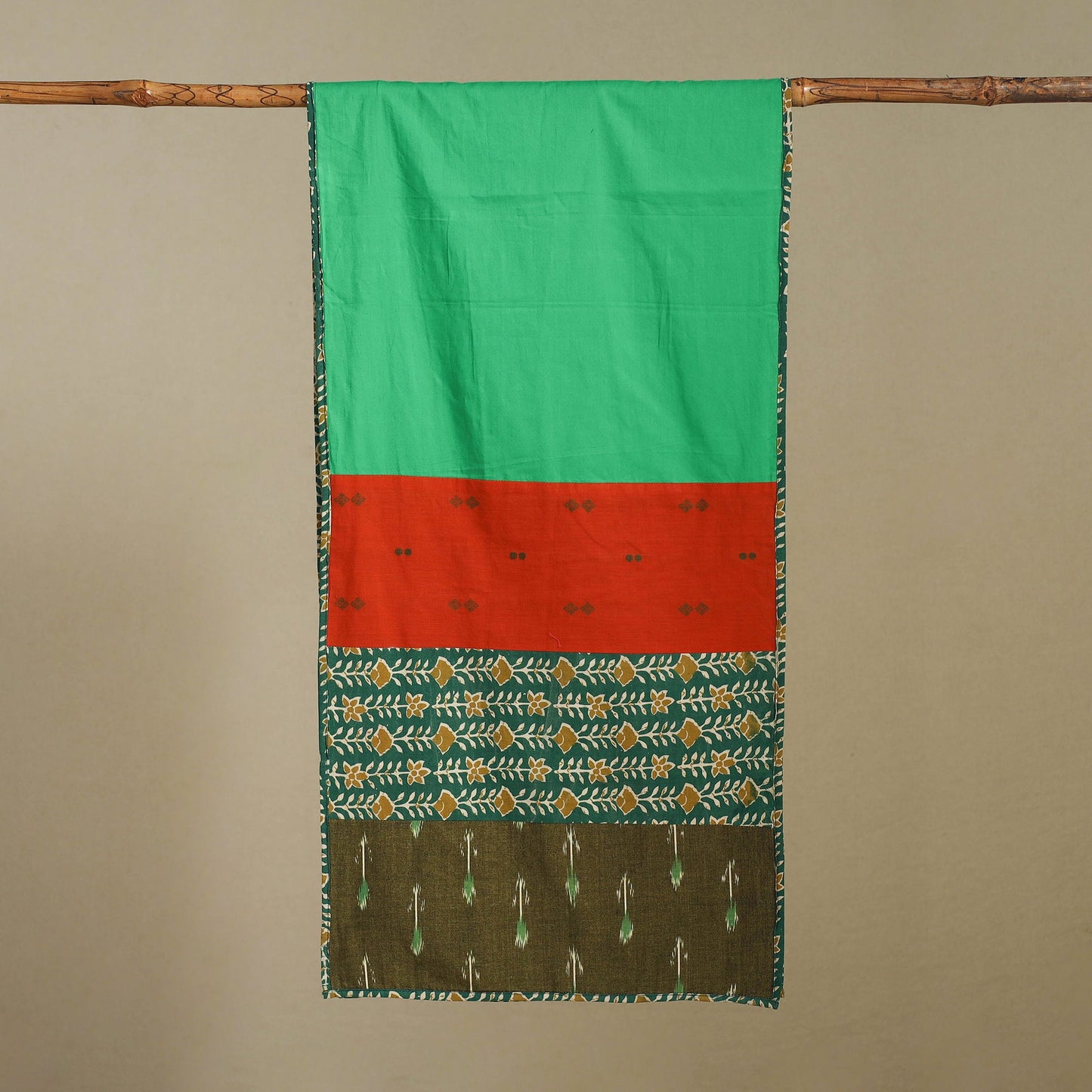 Multicolor - plain cotton patchwork stole 02 - handcrafted