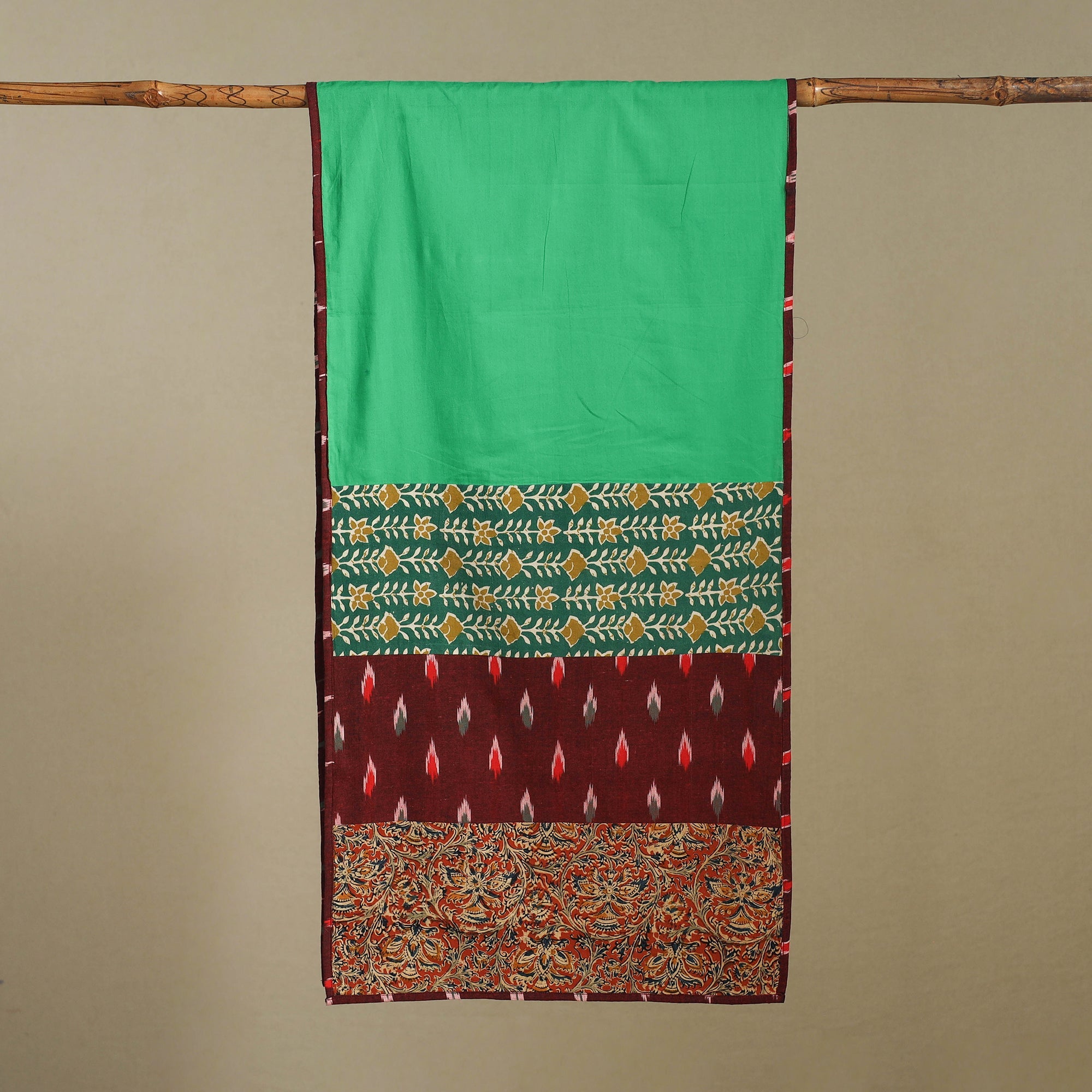 Multicolor - plain cotton patchwork stole 03 - handcrafted