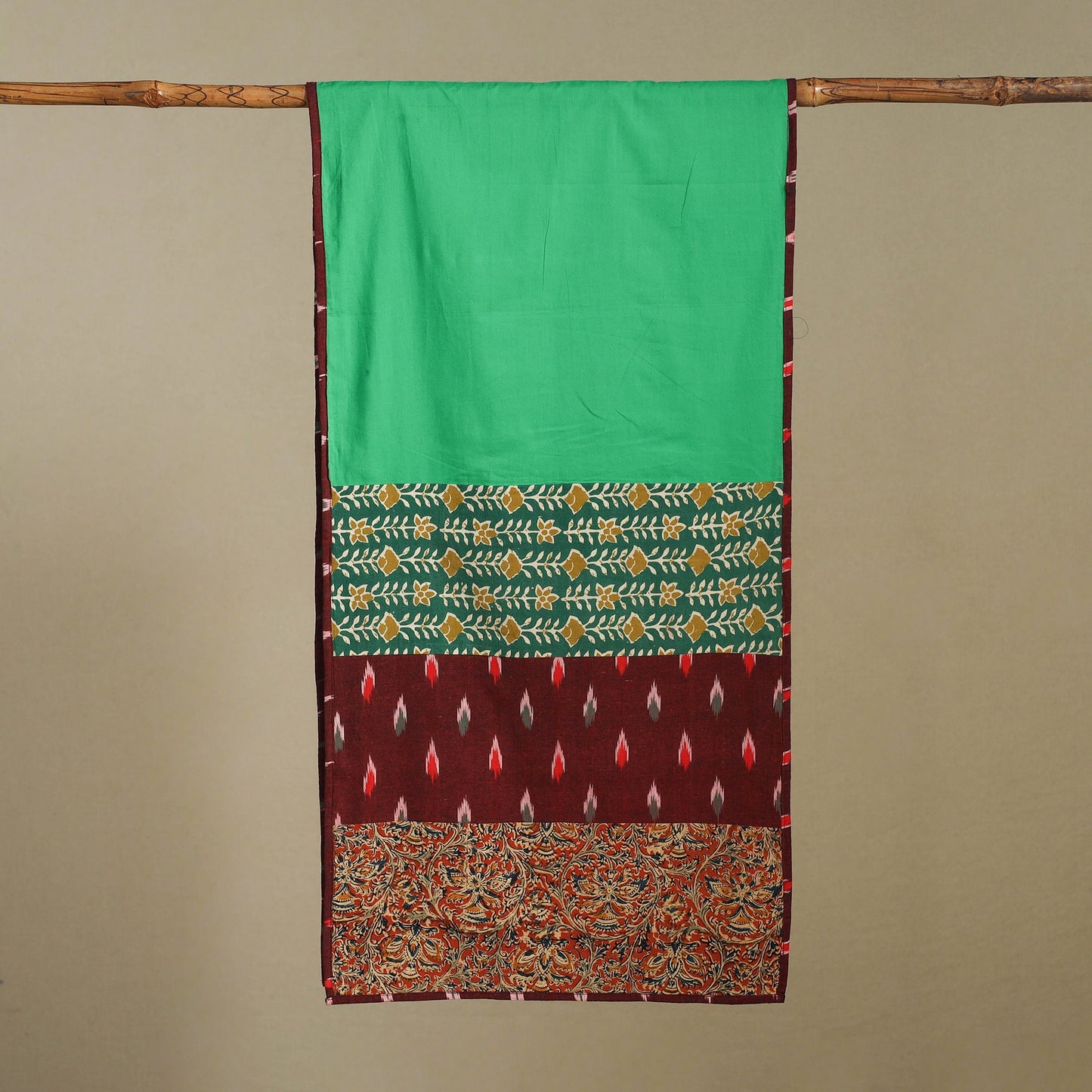 Multicolor - plain cotton patchwork stole 03 - handcrafted