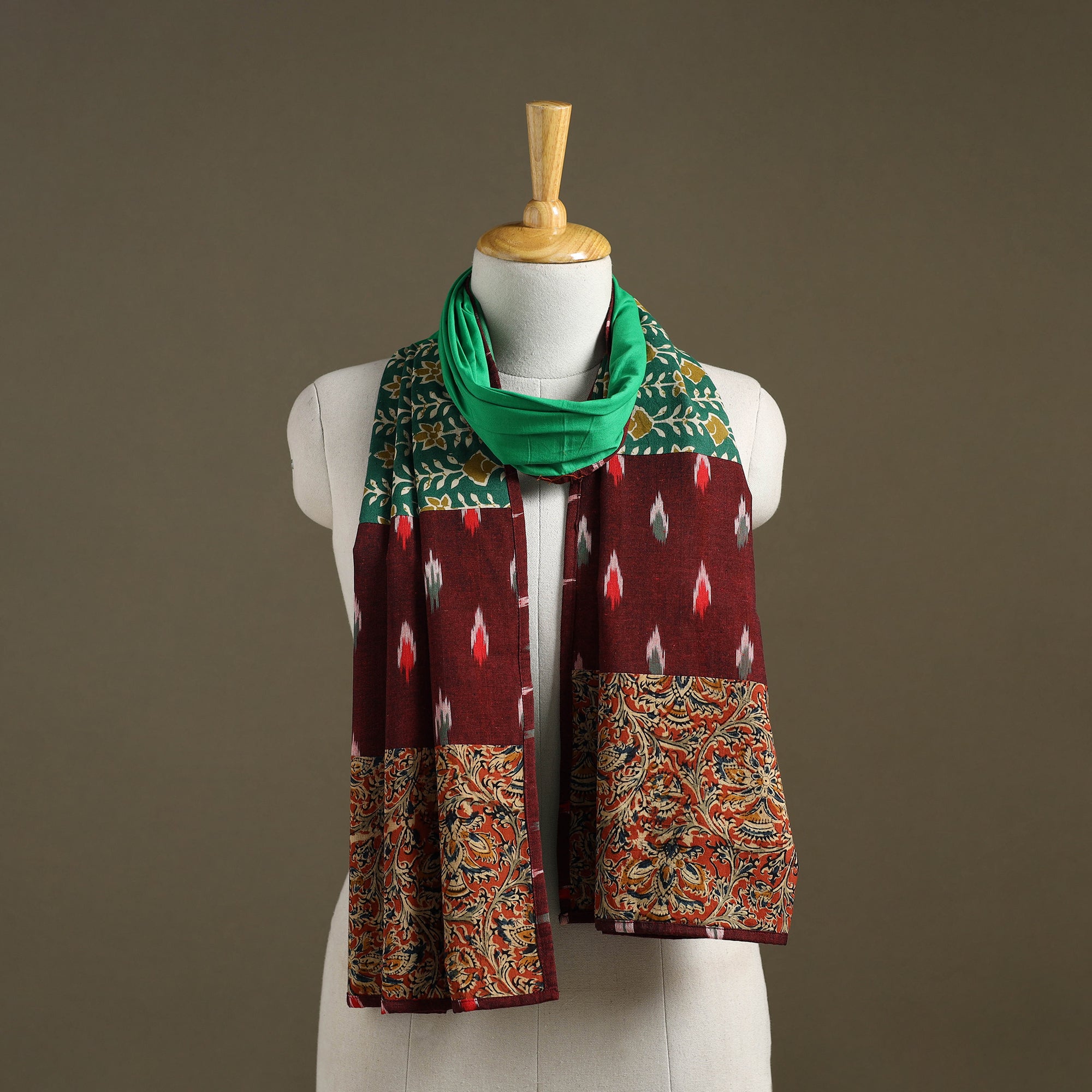 Multicolor - plain cotton patchwork stole 03 - handcrafted