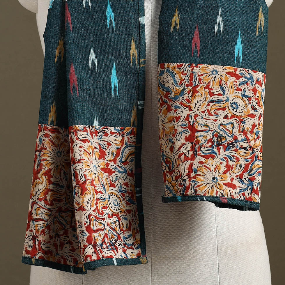 Multicolor - plain cotton patchwork stole 04 - handcrafted