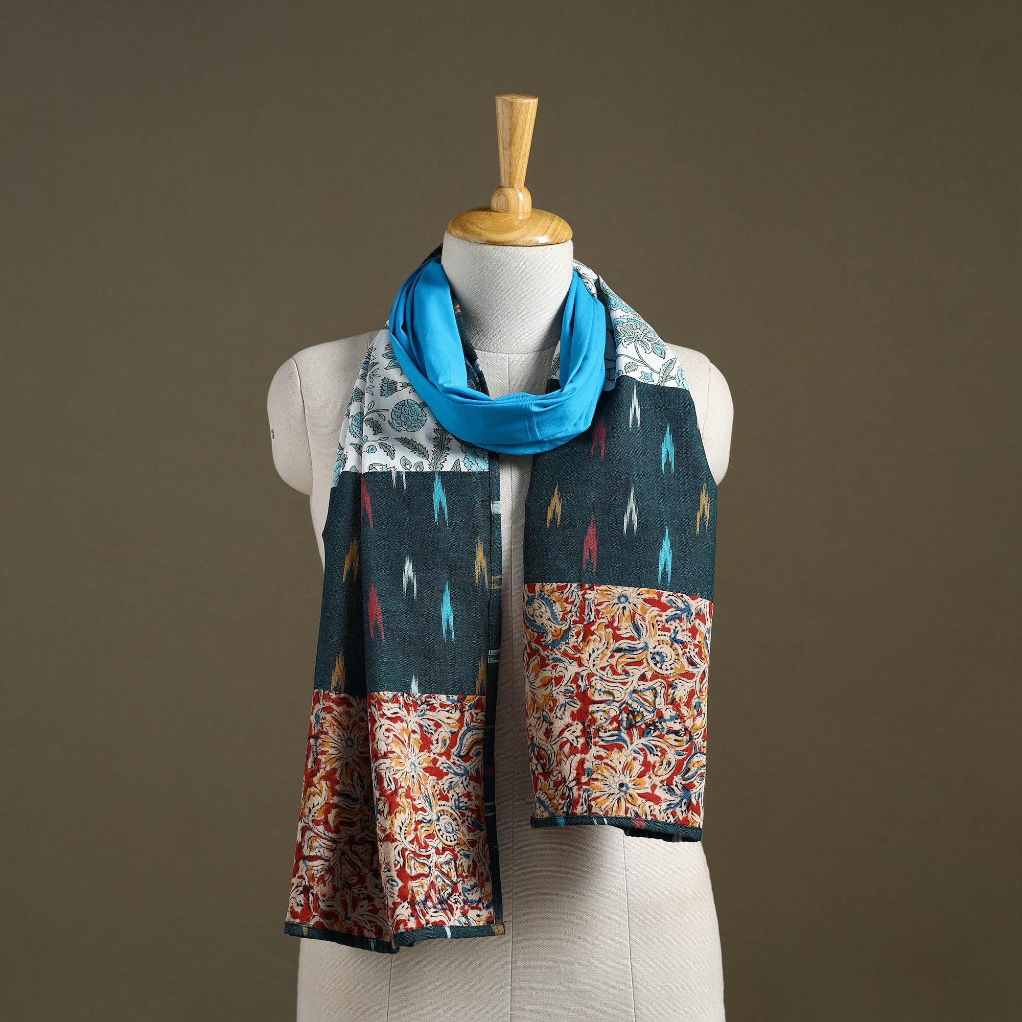 Multicolor - plain cotton patchwork stole 04 - handcrafted