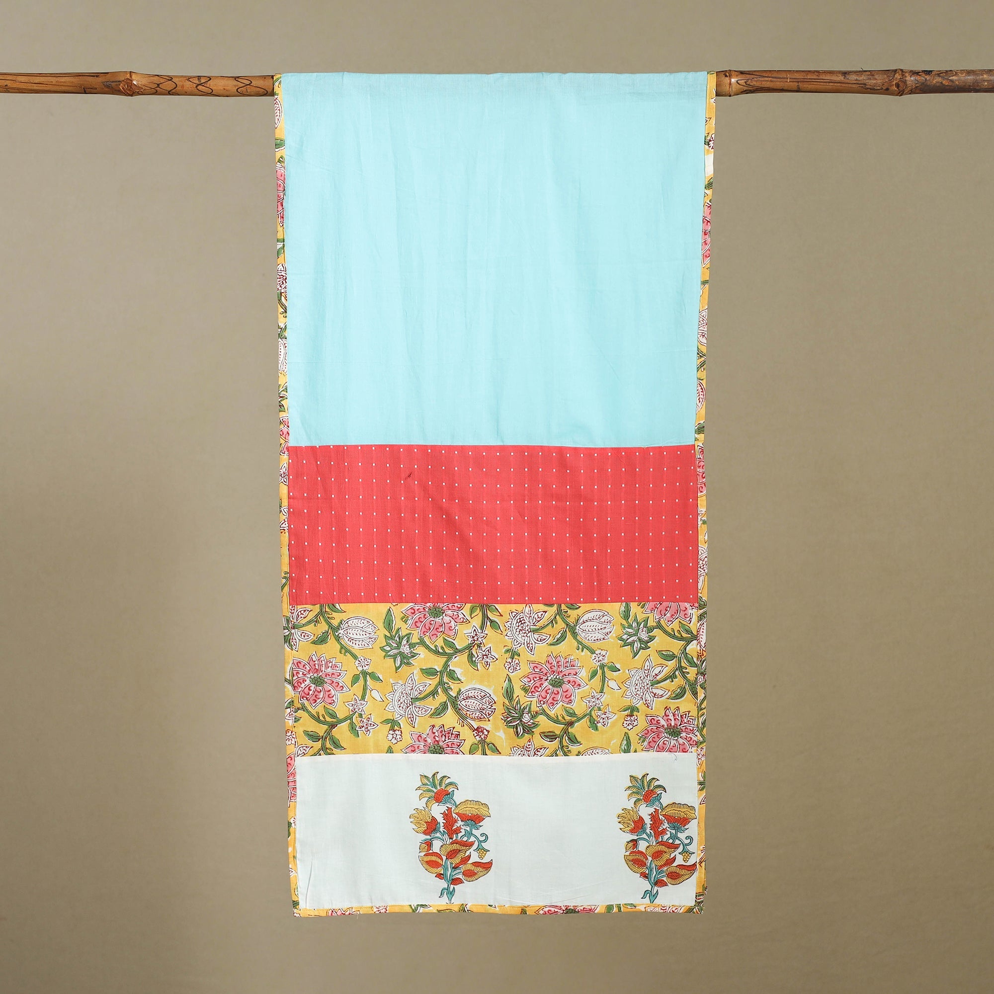 Multicolor Plain Cotton Patchwork Stole