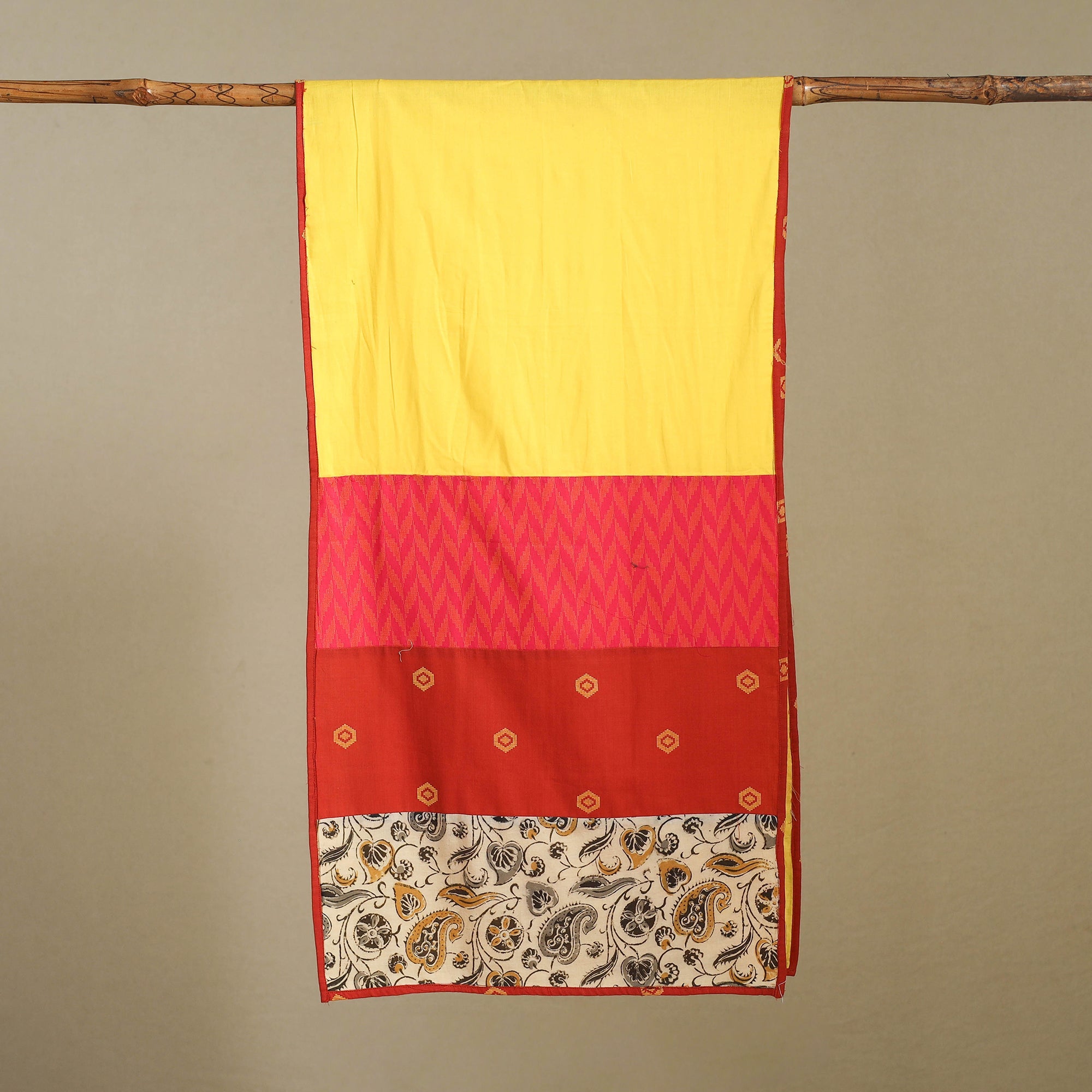 Multicolor Plain Cotton Patchwork Stole