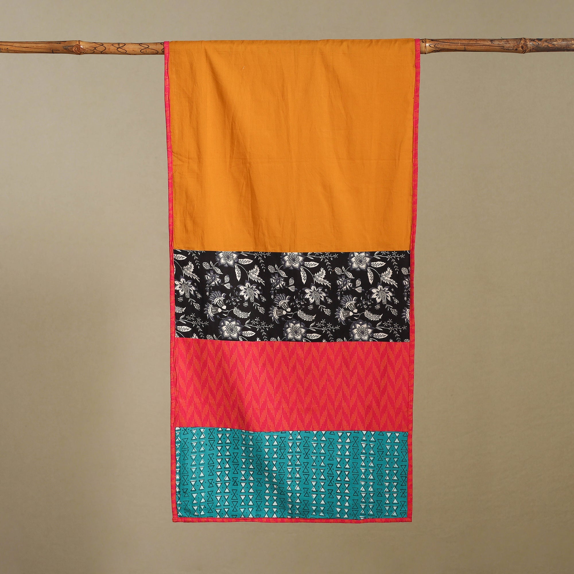 Multicolor Plain Cotton Patchwork Stole